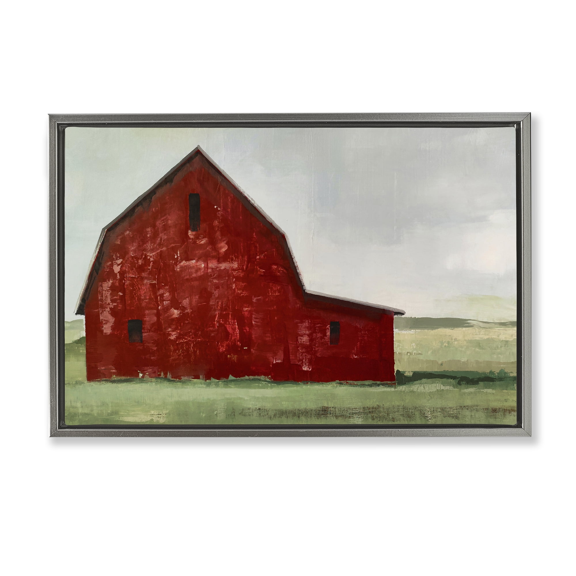 Stupell Industries Red Weathered & Wise Barn Gray Framed Floater Canvas Wall Art, design by Max Maxx