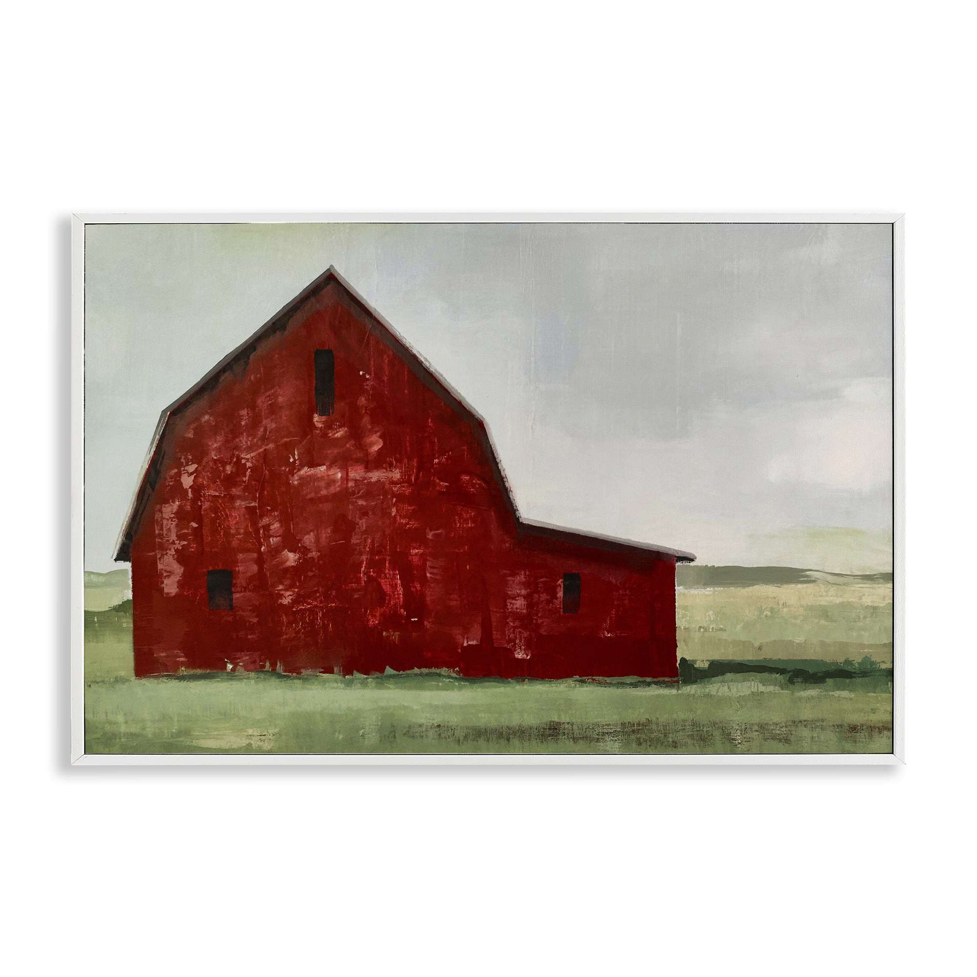 Stupell Industries Red Weathered & Wise Barn White Framed Giclee Art, design by Max Maxx