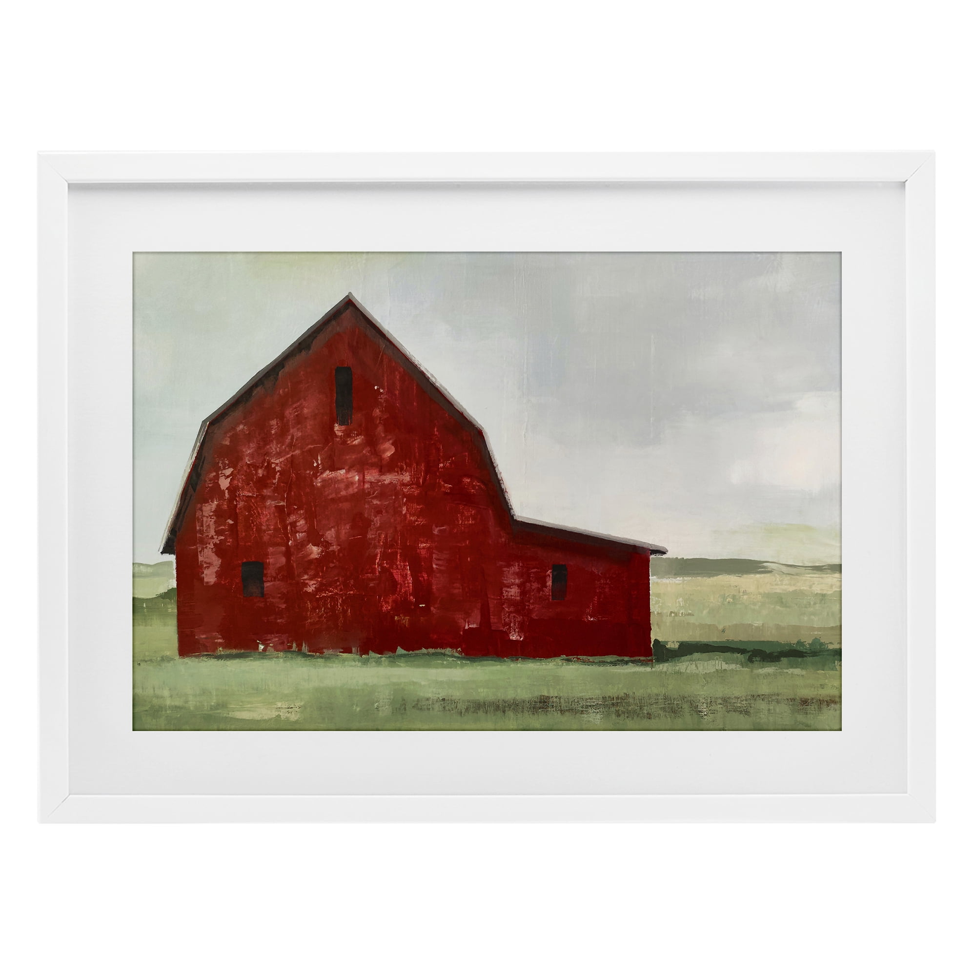 Stupell Industries Red Weathered & Wise Barn White Framed Print Under Glass, design by Max Maxx
