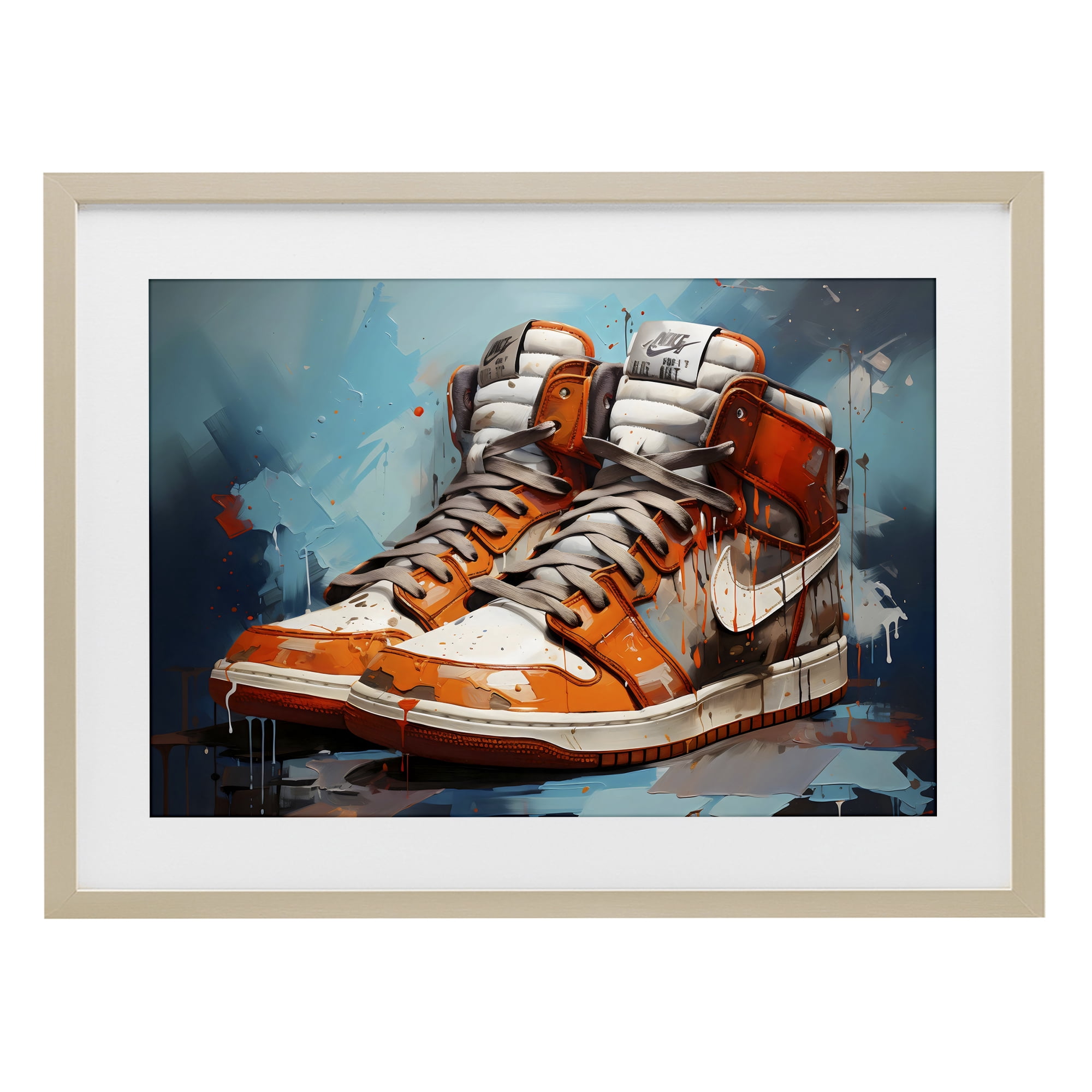 Stupell Industries Red & White Sneakers Splash Birch Framed Print Under Glass, design by Creative Studio