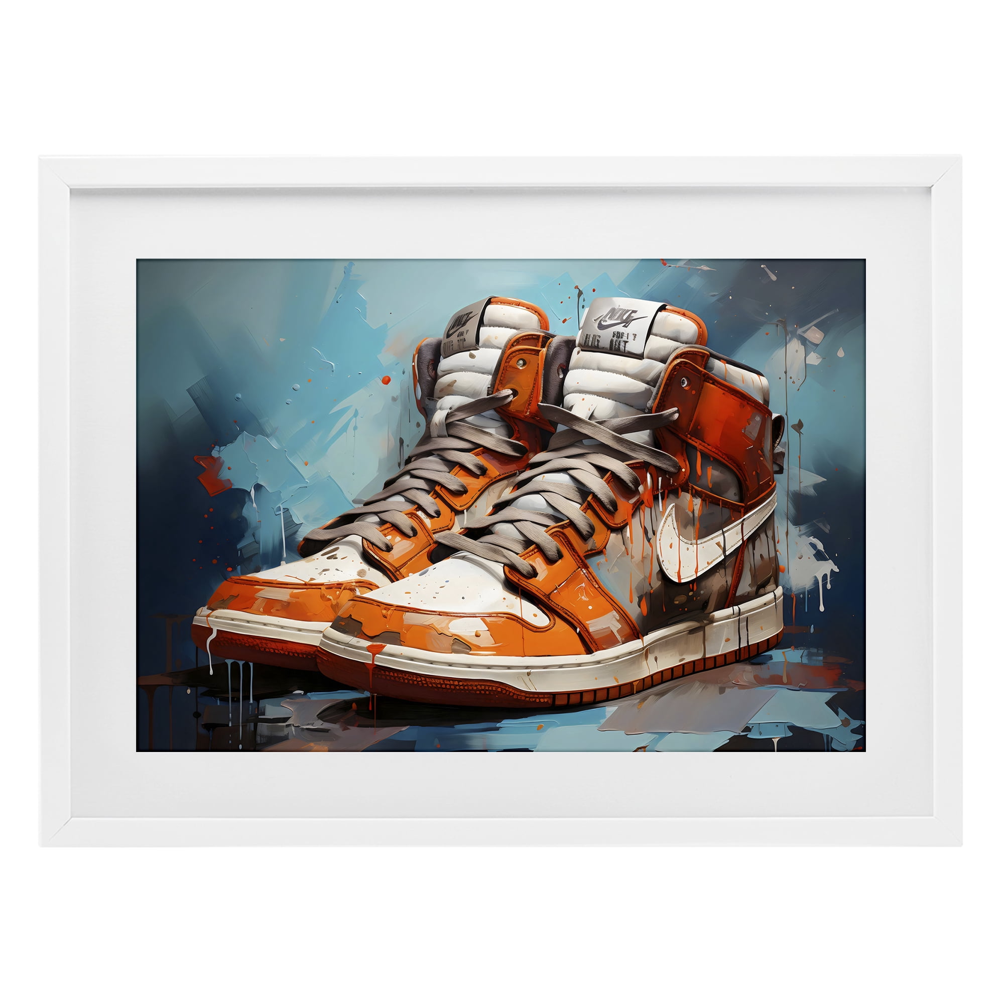 Stupell Industries Red & White Sneakers Splash White Framed Print Under Glass, design by Creative Studio