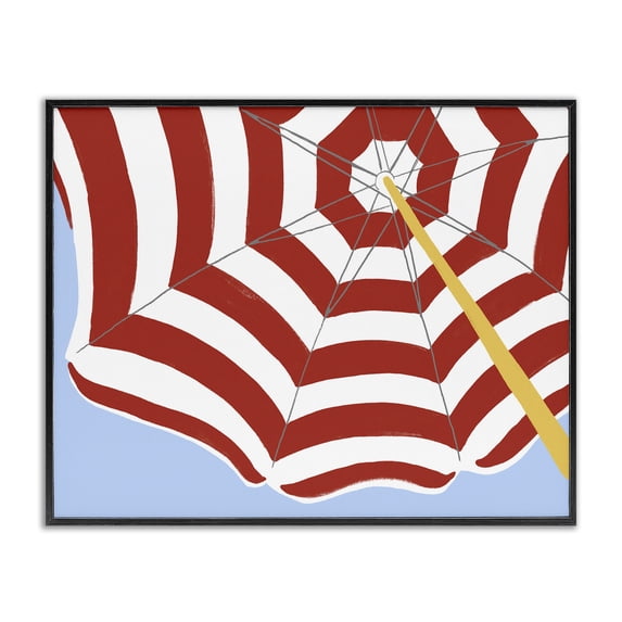 Stupell Industries Mid-Century Red & White Umbrella Black Framed Giclee Art, 14 x 11, by June Erica Vess