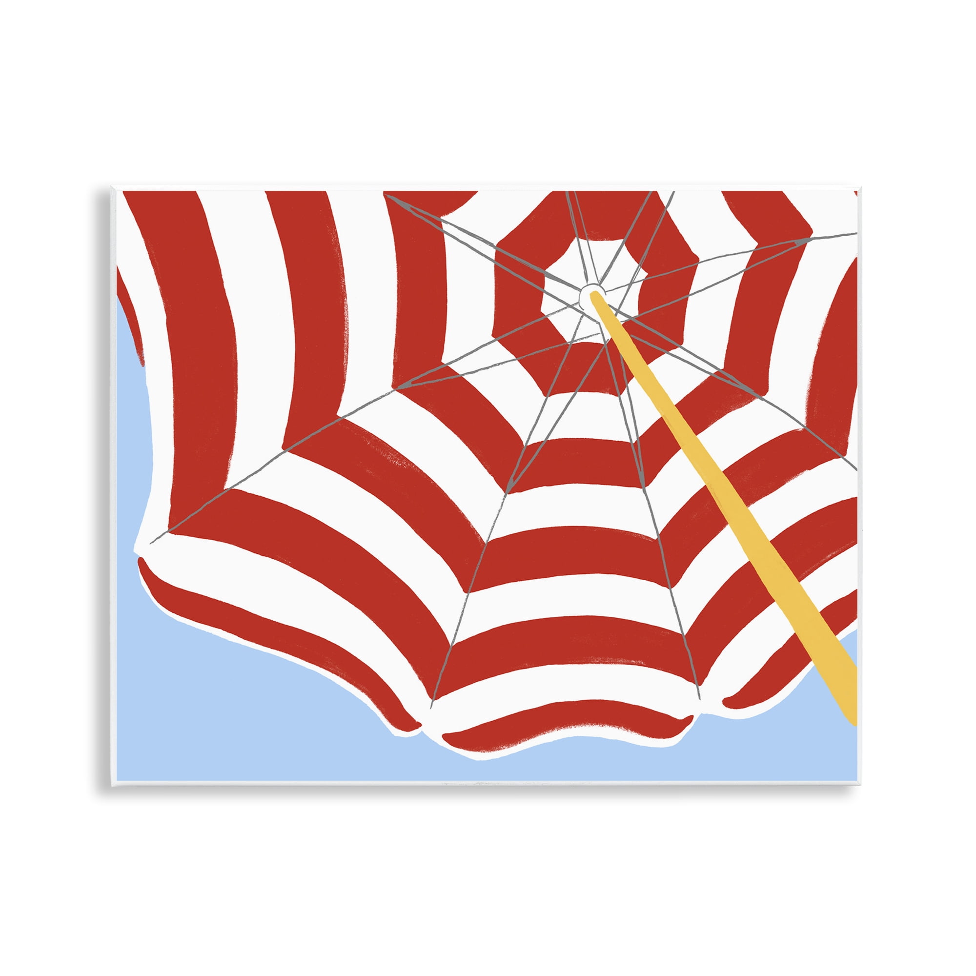 Stupell Industries Red & White Umbrella Coastal Painting Unframed Art Print Wall Art, 14 x 11