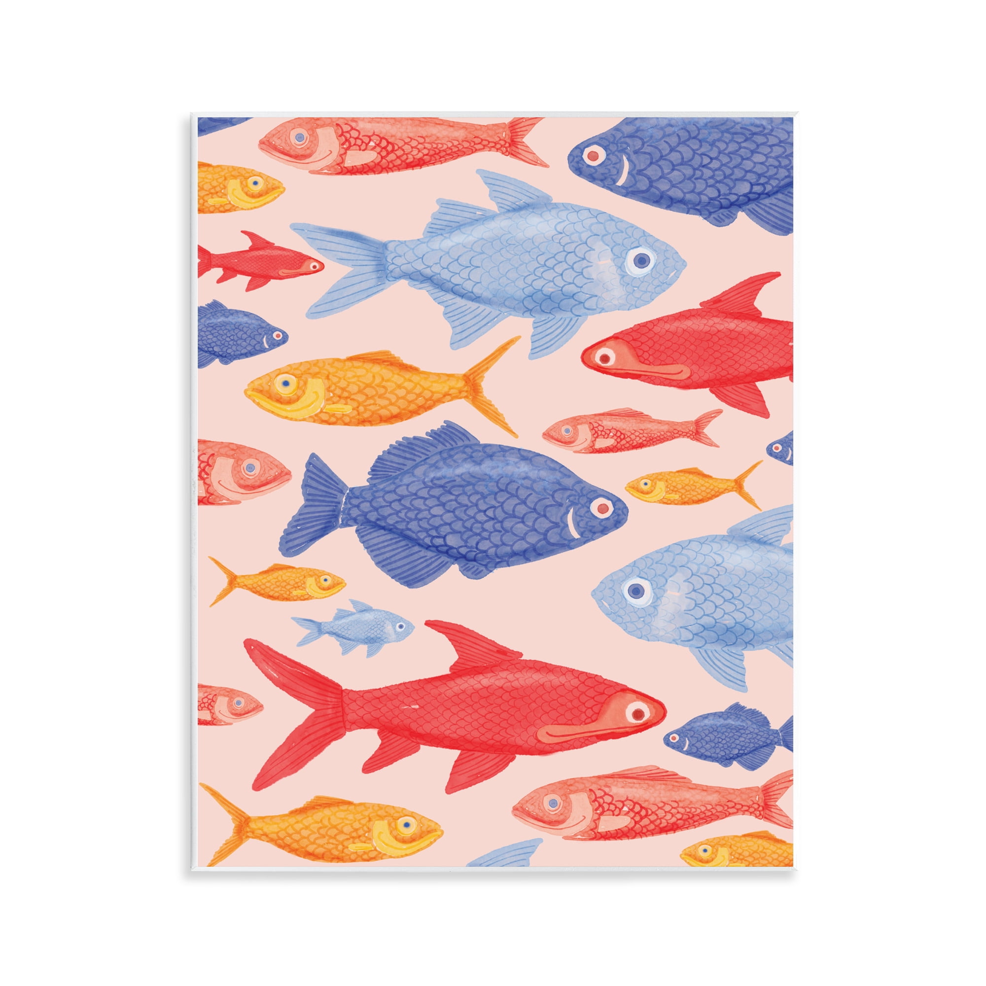 Stupell Industries Red Yellow and Blue Fish Wall Plaque Art, design by The Paper Curator
