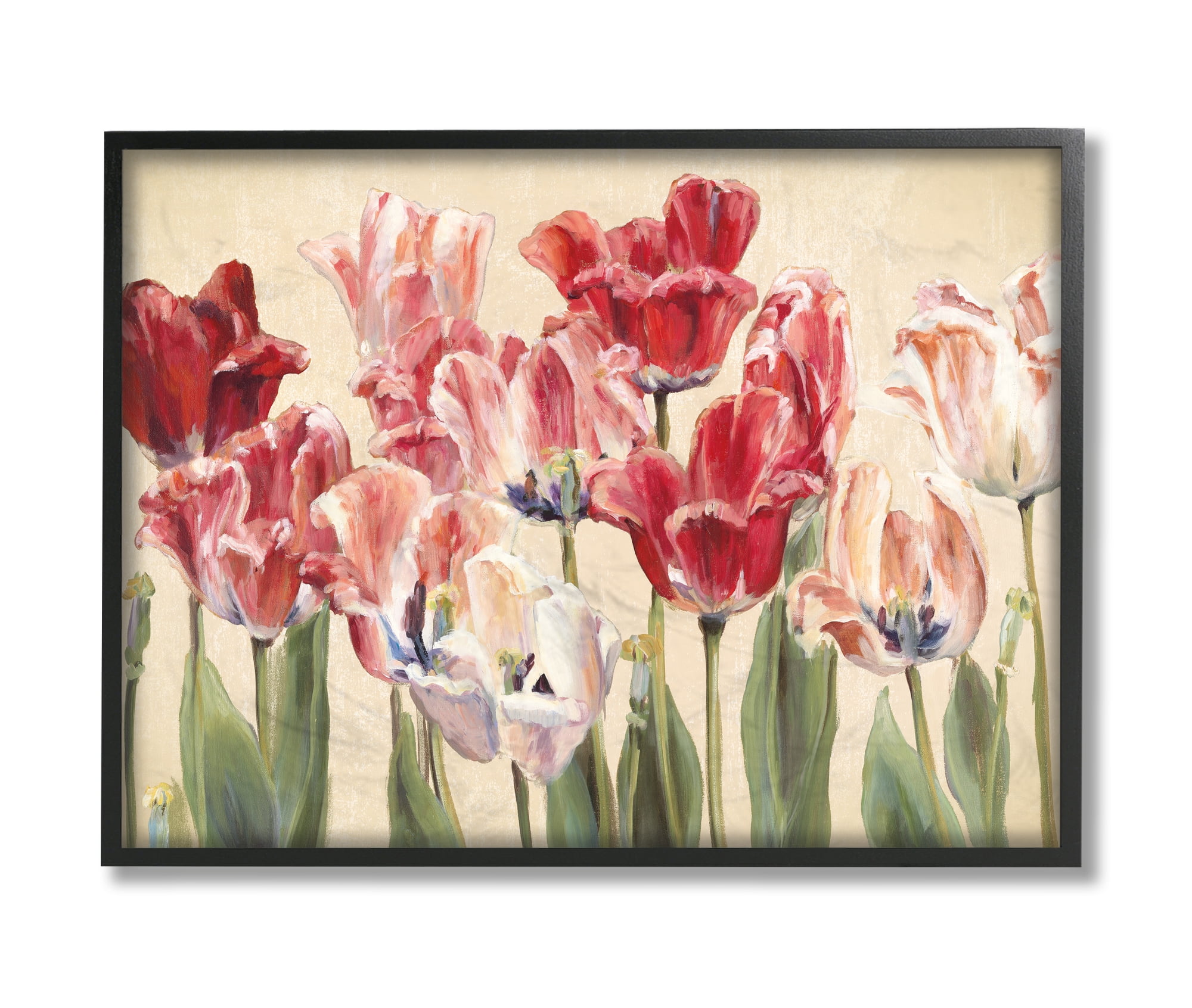 Stupell Industries Red and White Blooming Florals Charming Tulips Black Framed, 24 x 30, Design by Marilyn Hageman