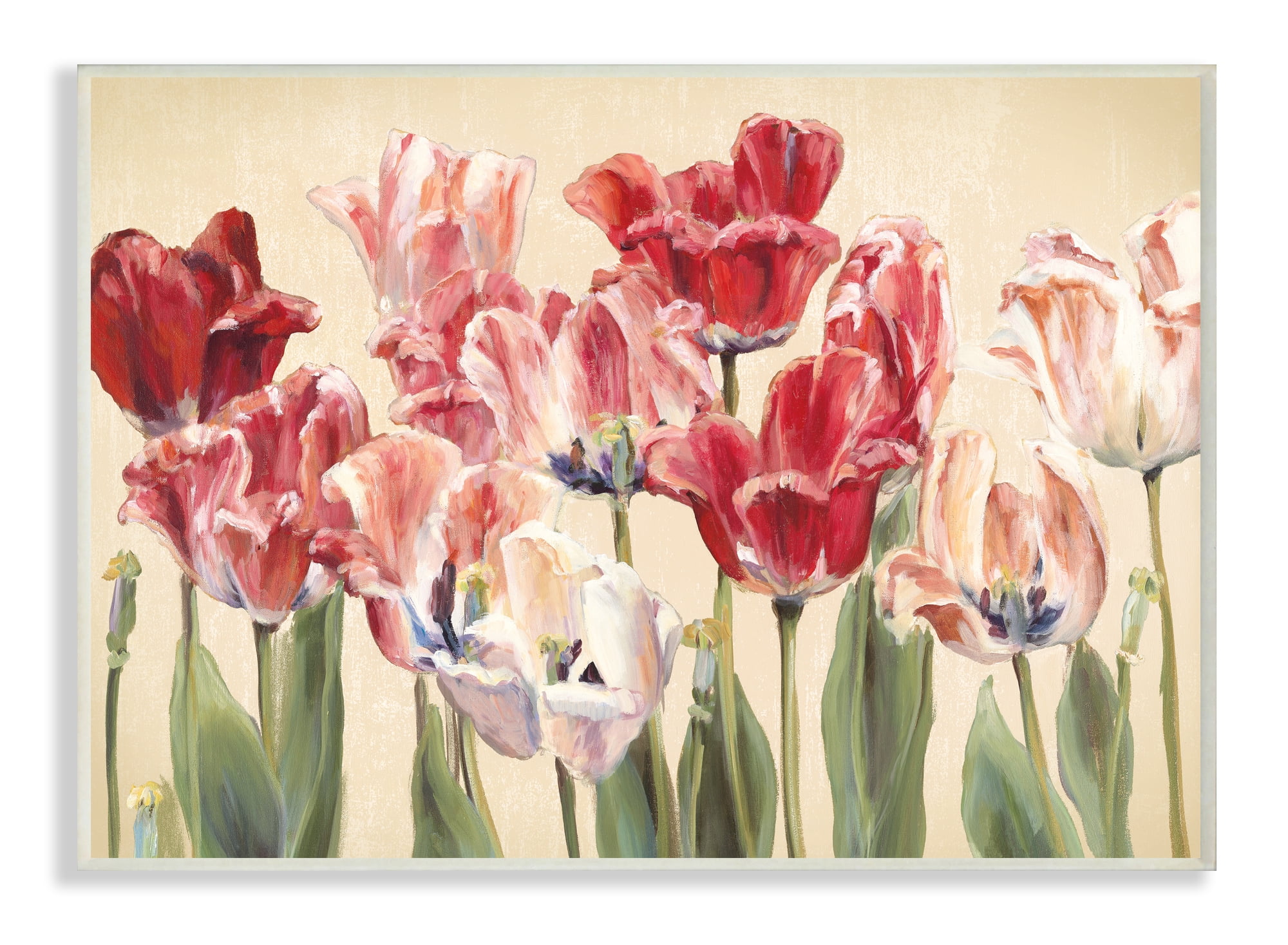 Stupell Industries Red and White Blooming Florals Charming Tulips Wall Plaque, 13 x 19, Design by Marilyn Hageman