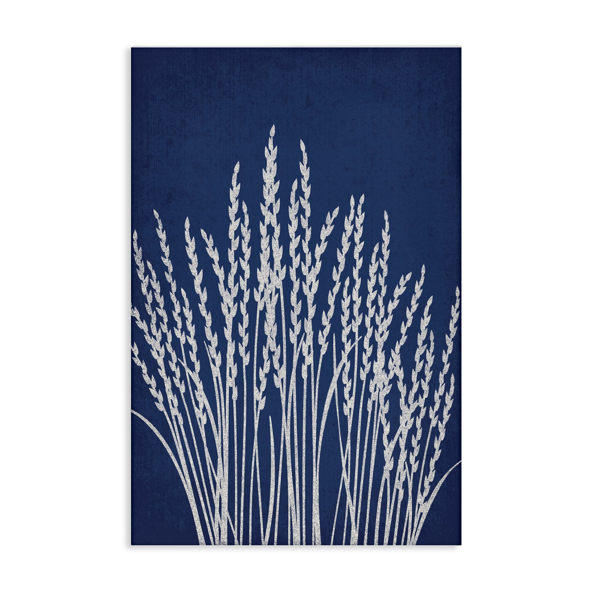 Stupell Industries Reed Grasses on Blue Plants & Flowers Painting Wrapped Canvas Art Print Wall Art, 24 x 36