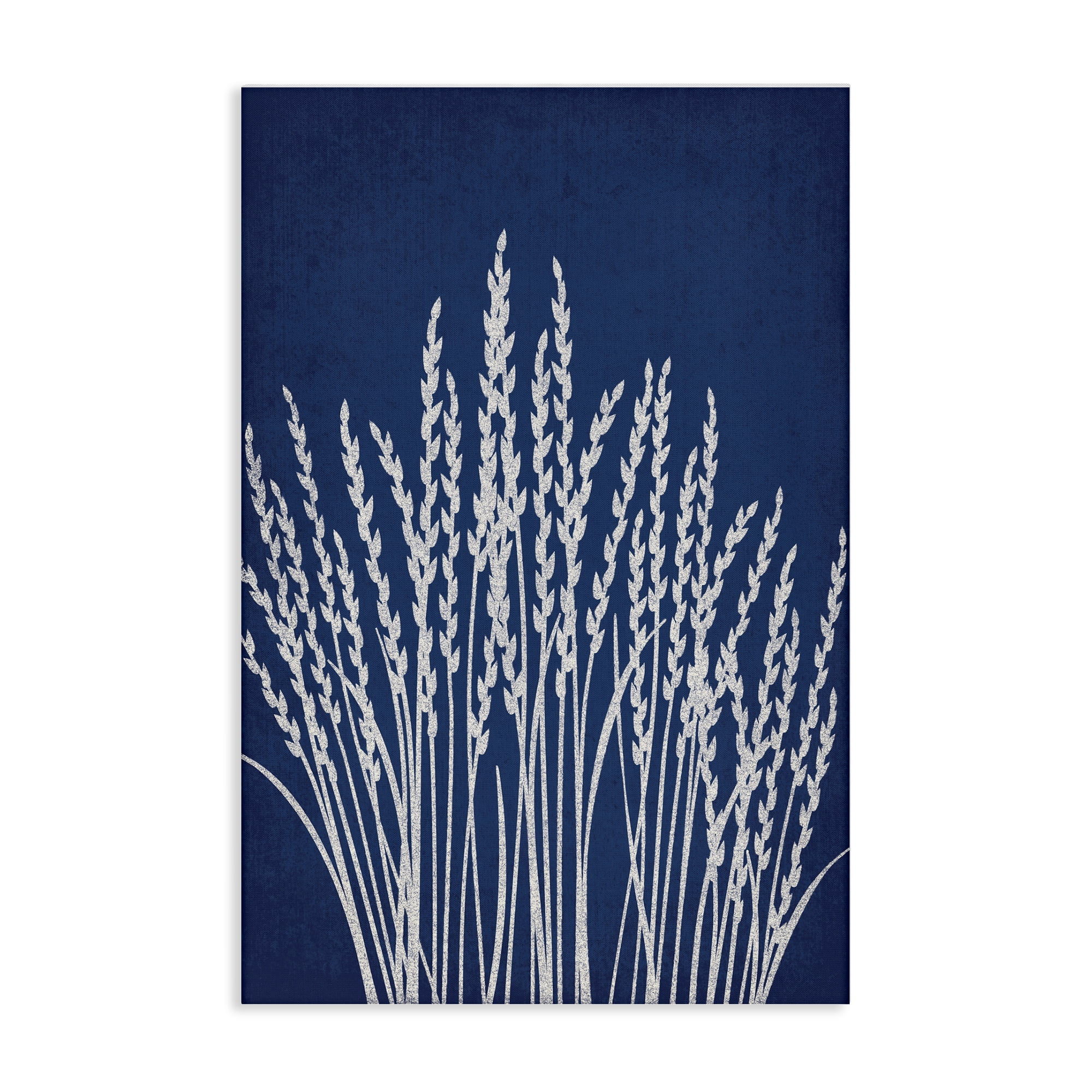 Stupell Industries Reed Grasses on Blue Plants & Flowers Painting Wrapped Canvas Art Print Wall Art, 30 x 45