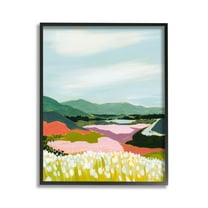 Stupell Industries Reeds & Distant Mountains Landscape Painting Black Framed Art Print Wall Art, 11 x 14