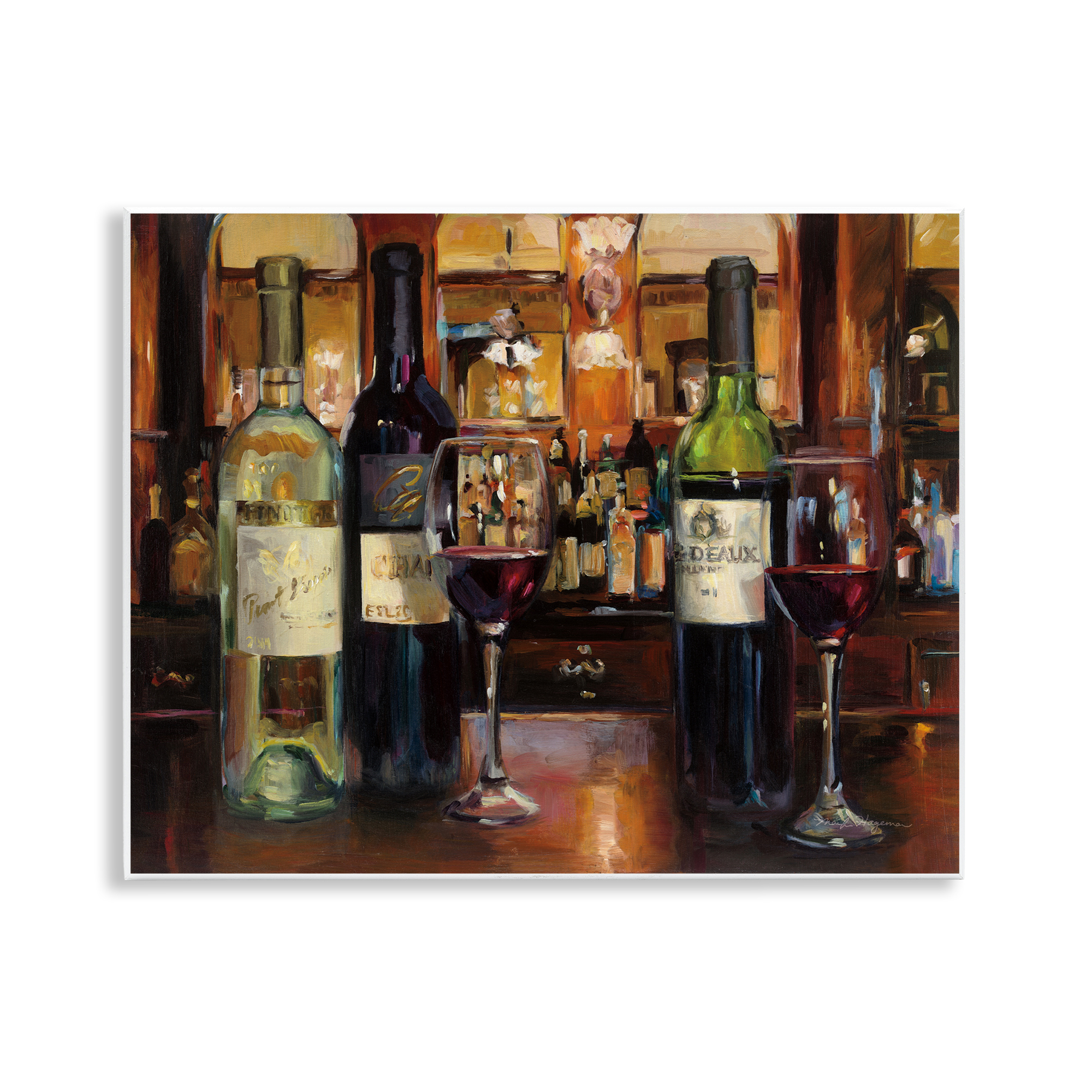 Stupell Industries Reflection of Wine Bottles Food & Beverage Painting Unframed Art Print Wall Art, 14 x 11