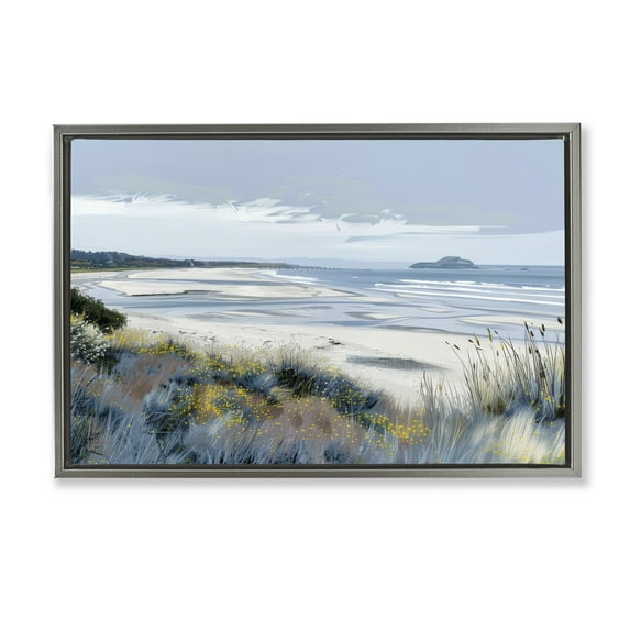 Stupell Industries Reflections Of Blue Shore Gray Framed Floater Canvas Wall Art design by Irena Orlov, 21 x 31