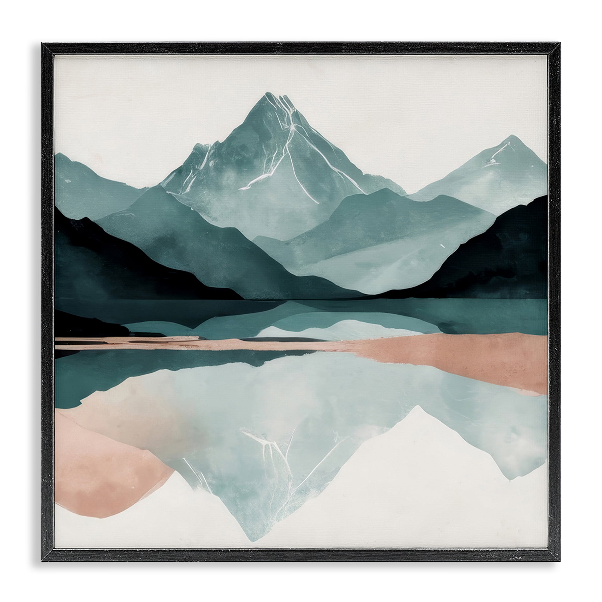 Stupell Industries Reflections of High Peaks Landscape & Nature Painting Black Framed Art Print Wall Art, 12 x 12