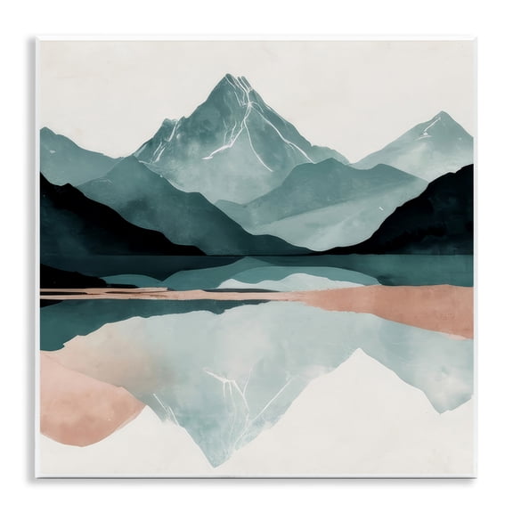 Stupell Industries Reflections of High Peaks Landscape & Nature Painting Unframed Art Print Wall Art, 12 x 12