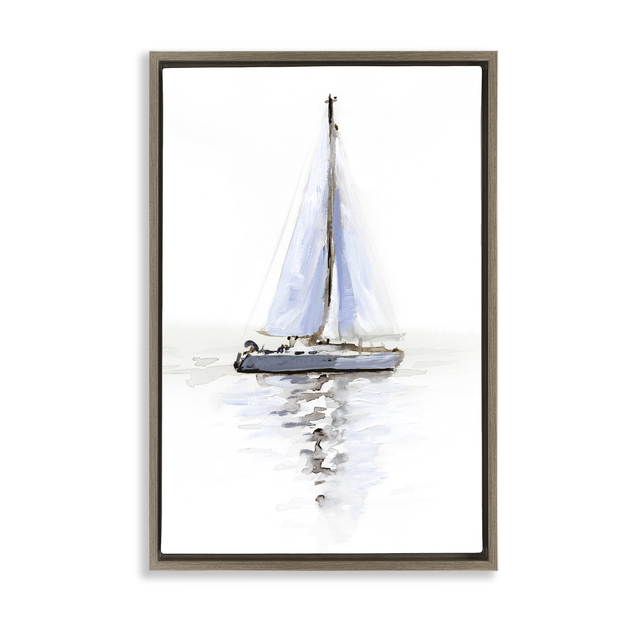 Stupell Industries Reflective Beach Sails Transportation Painting Brown Floater Framed Canvas Art Print Wall Art, 21 x 31