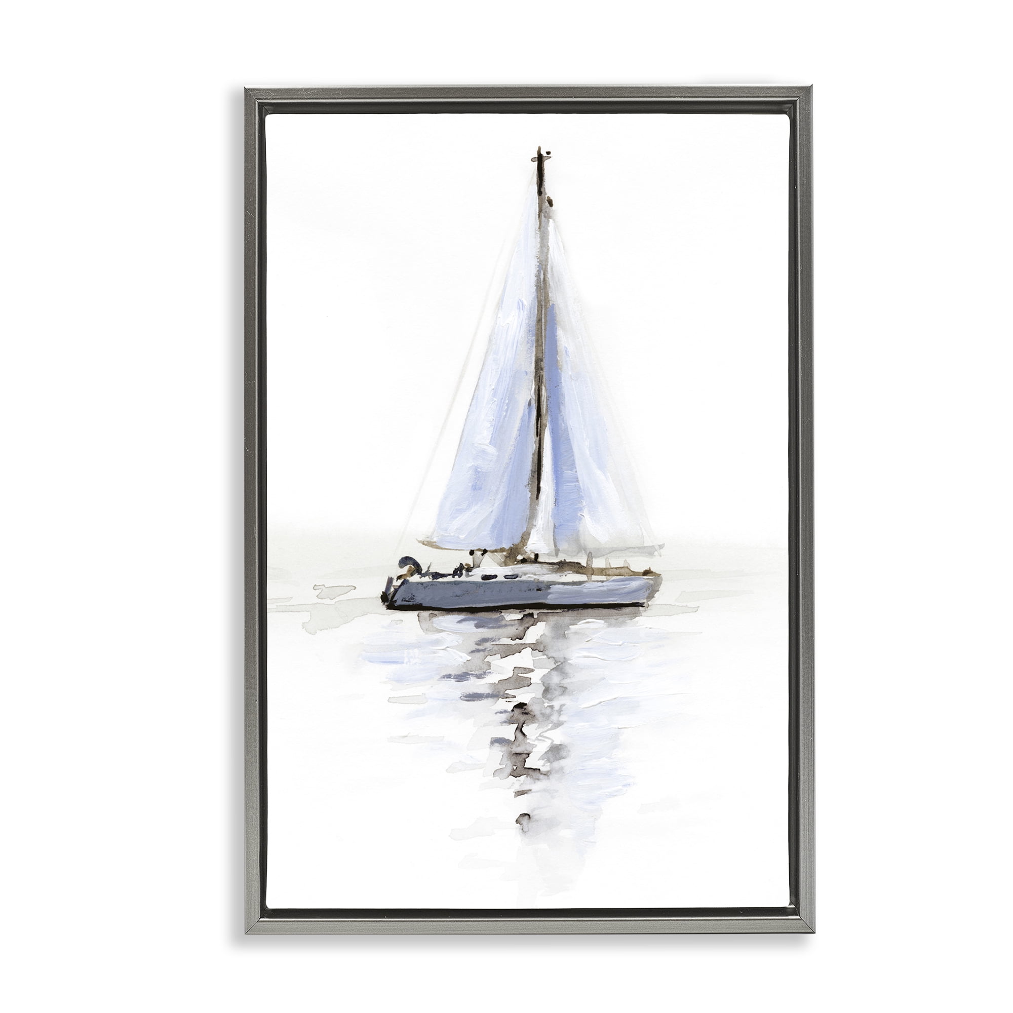 Stupell Industries Reflective Beach Sails Transportation Painting Gray Floater Framed Canvas Art Print Wall Art, 17 x 25