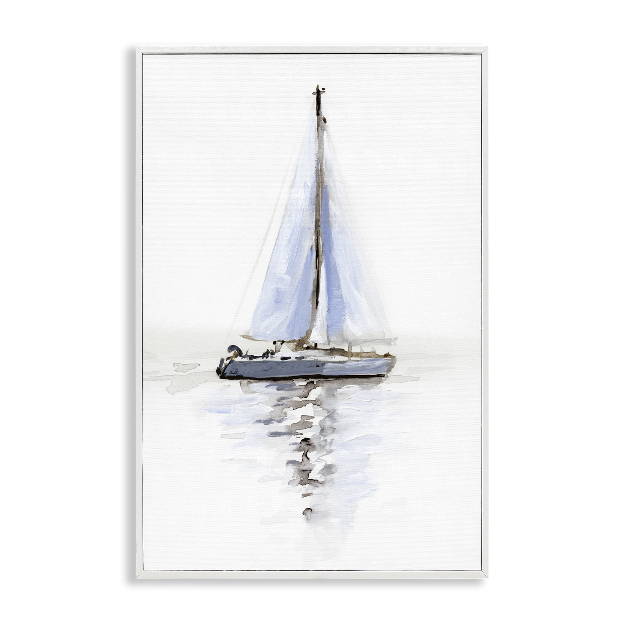 Stupell Industries Reflective Beach Sails Transportation Painting White Framed Art Print Wall Art, 20 x 30