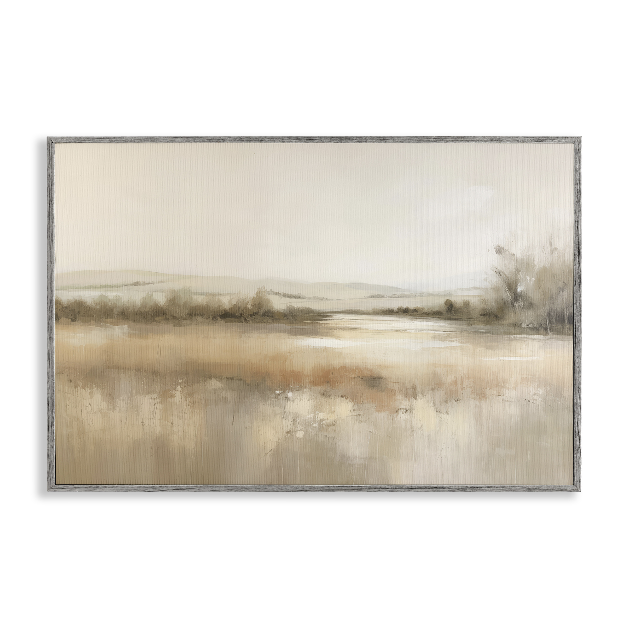 Stupell Industries Reflective Beige Countryside Landscape & Nature Painting Gray Framed Art Print Wall Art, 18 x 12
