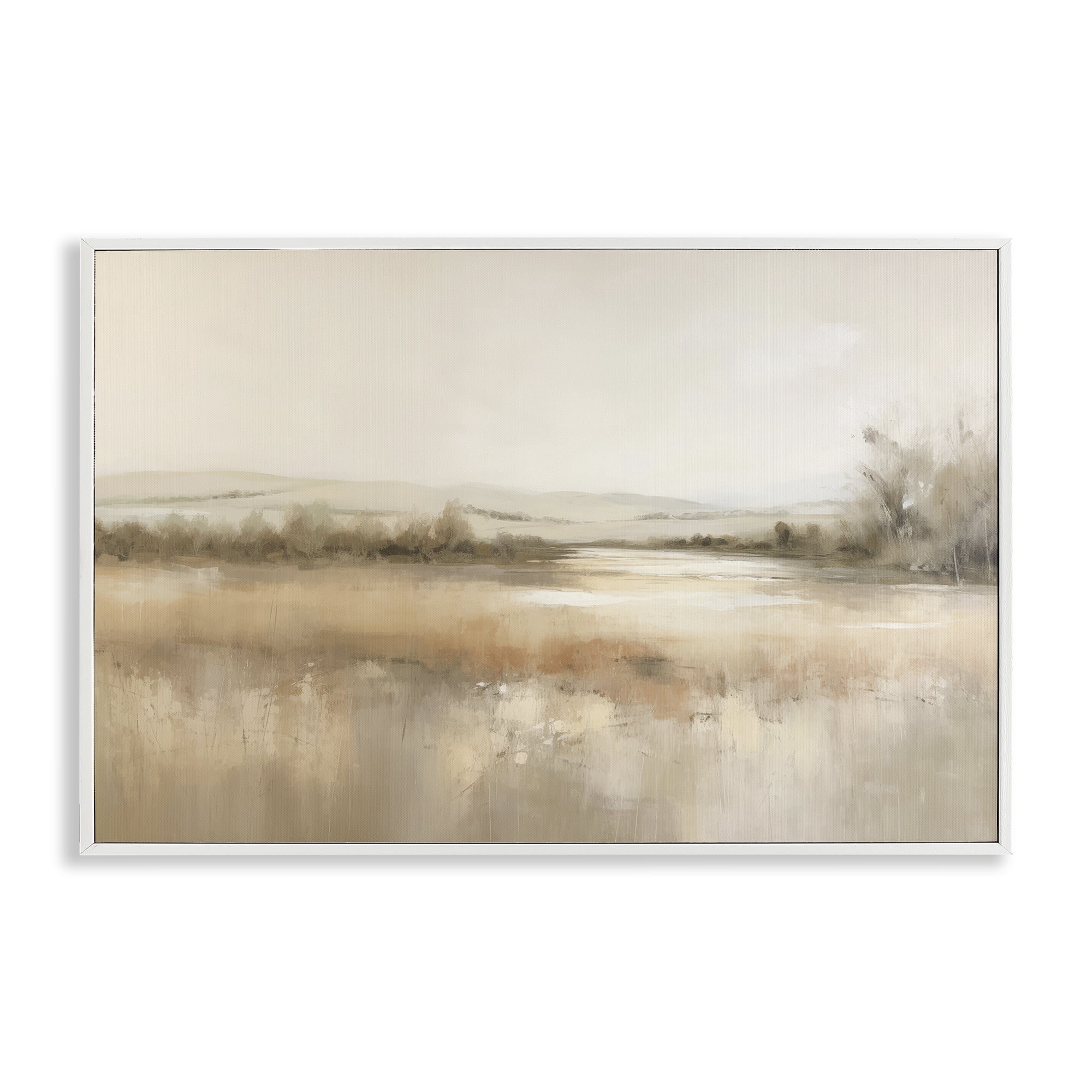 Stupell Industries Reflective Beige Countryside Landscape & Nature Painting White Framed Art Print Wall Art, 18 x 12
