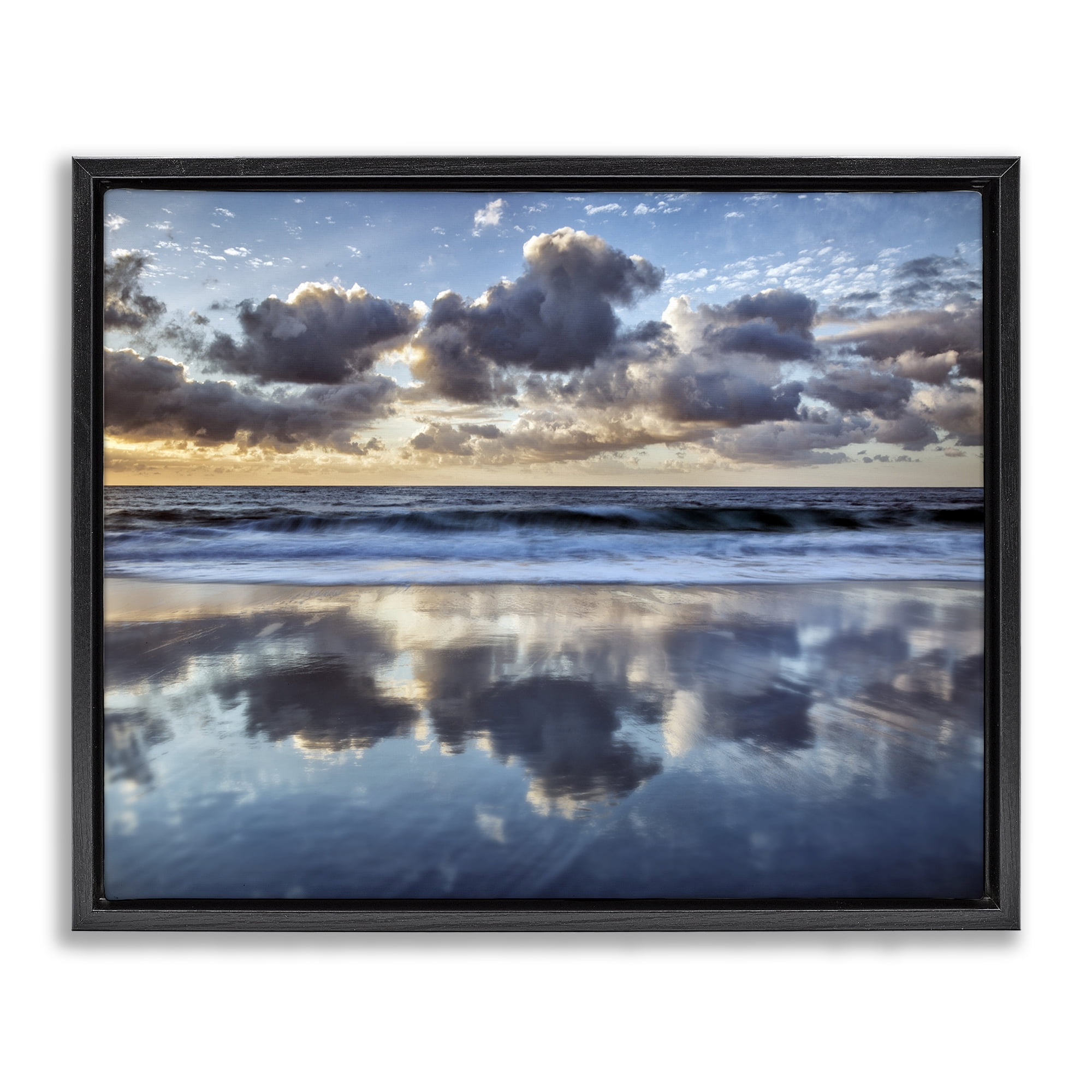 Stupell Industries Reflective Clouds Seascape Black Framed Floater Canvas Wall Art, design by Superstock Partners LLC