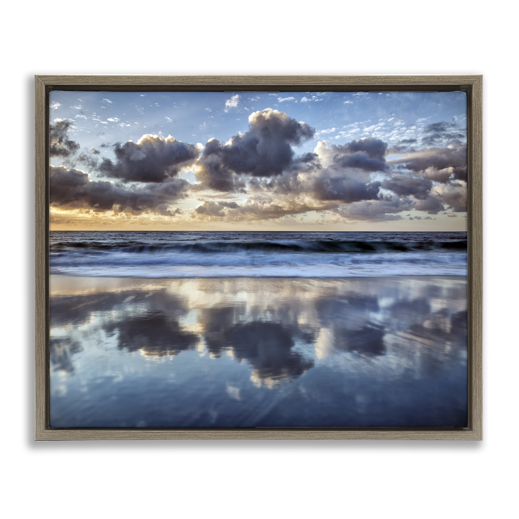 Stupell Industries Reflective Clouds Seascape Brown Framed Floater Canvas Wall Art, design by Superstock Partners LLC