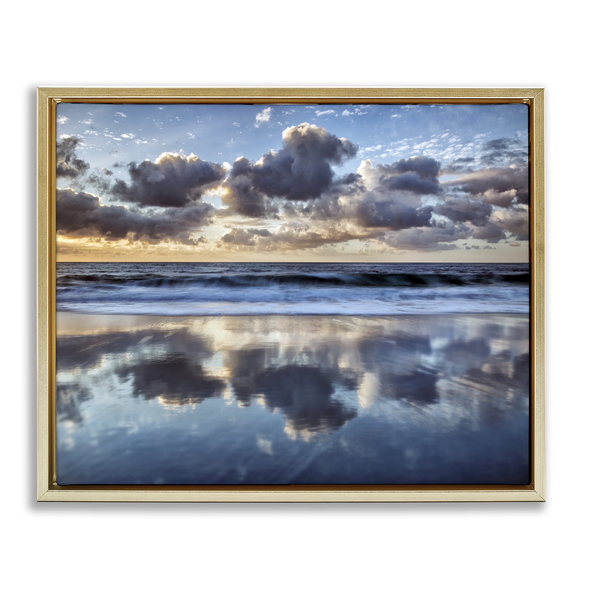 Stupell Industries Reflective Clouds Seascape Gold Framed Floater Canvas Wall Art, design by Superstock Partners LLC