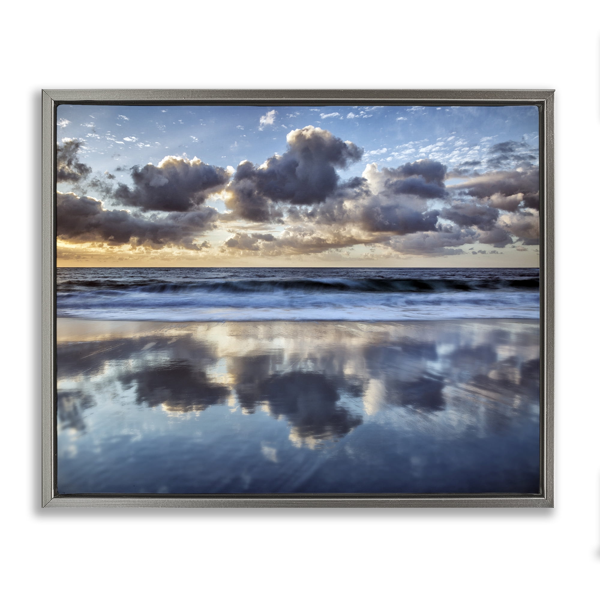 Stupell Industries Reflective Clouds Seascape Gray Framed Floater Canvas Wall Art, design by Superstock Partners LLC
