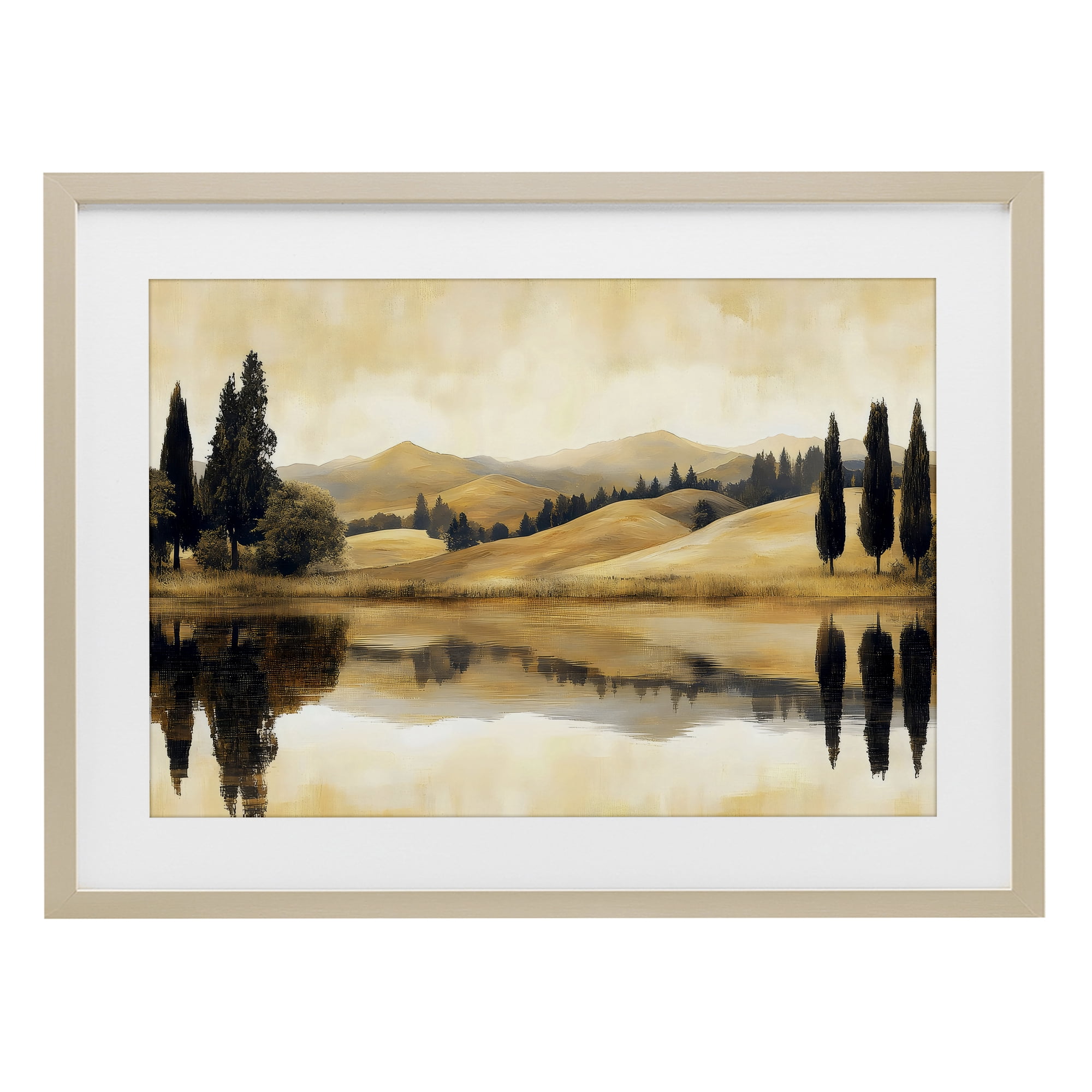 Stupell Industries Reflective Fields View Birch Framed Print Under Glass design by LSR Creative Studio, 14 x 20