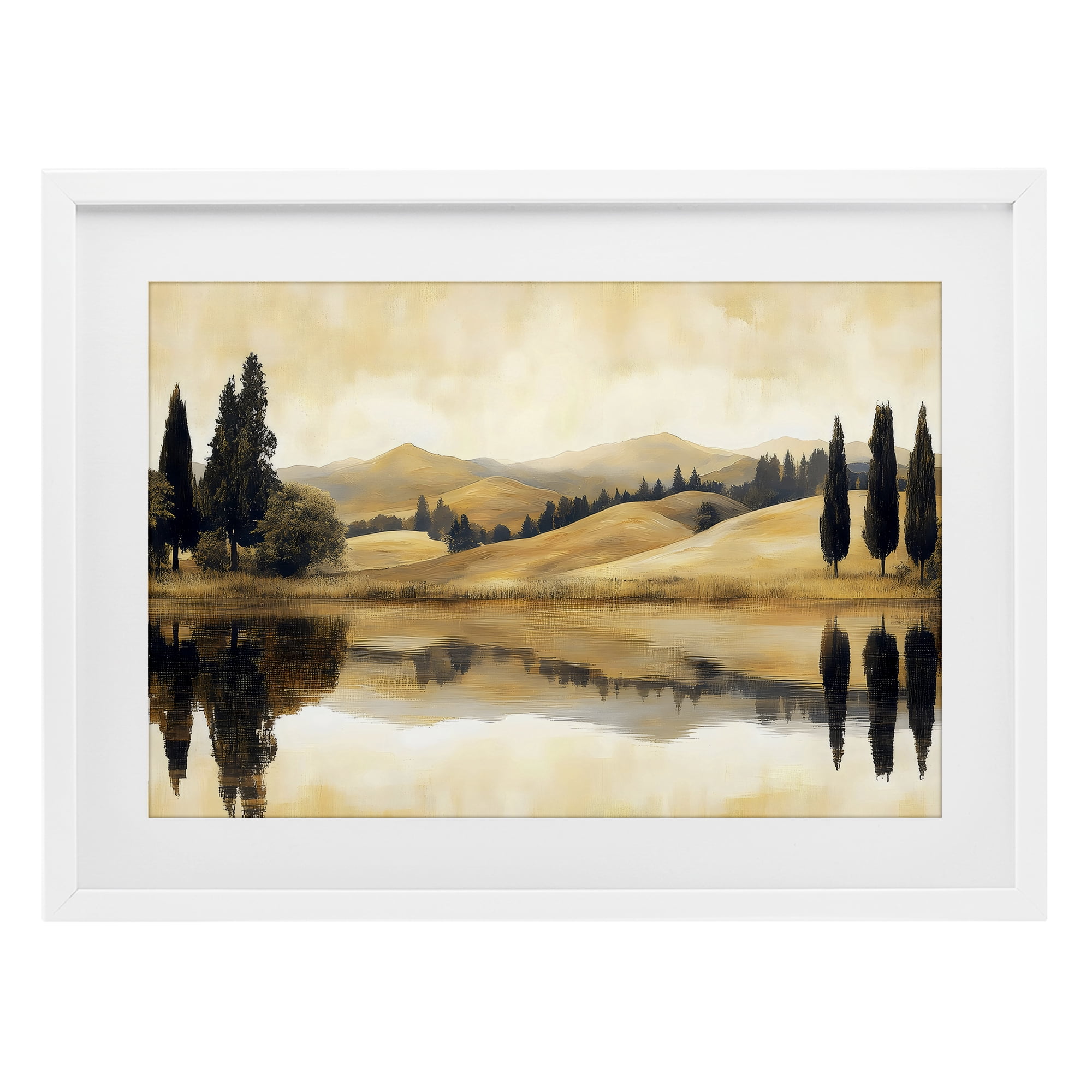 Stupell Industries Reflective Fields View White Framed Print Under Glass design by LSR Creative Studio, 17 x 23