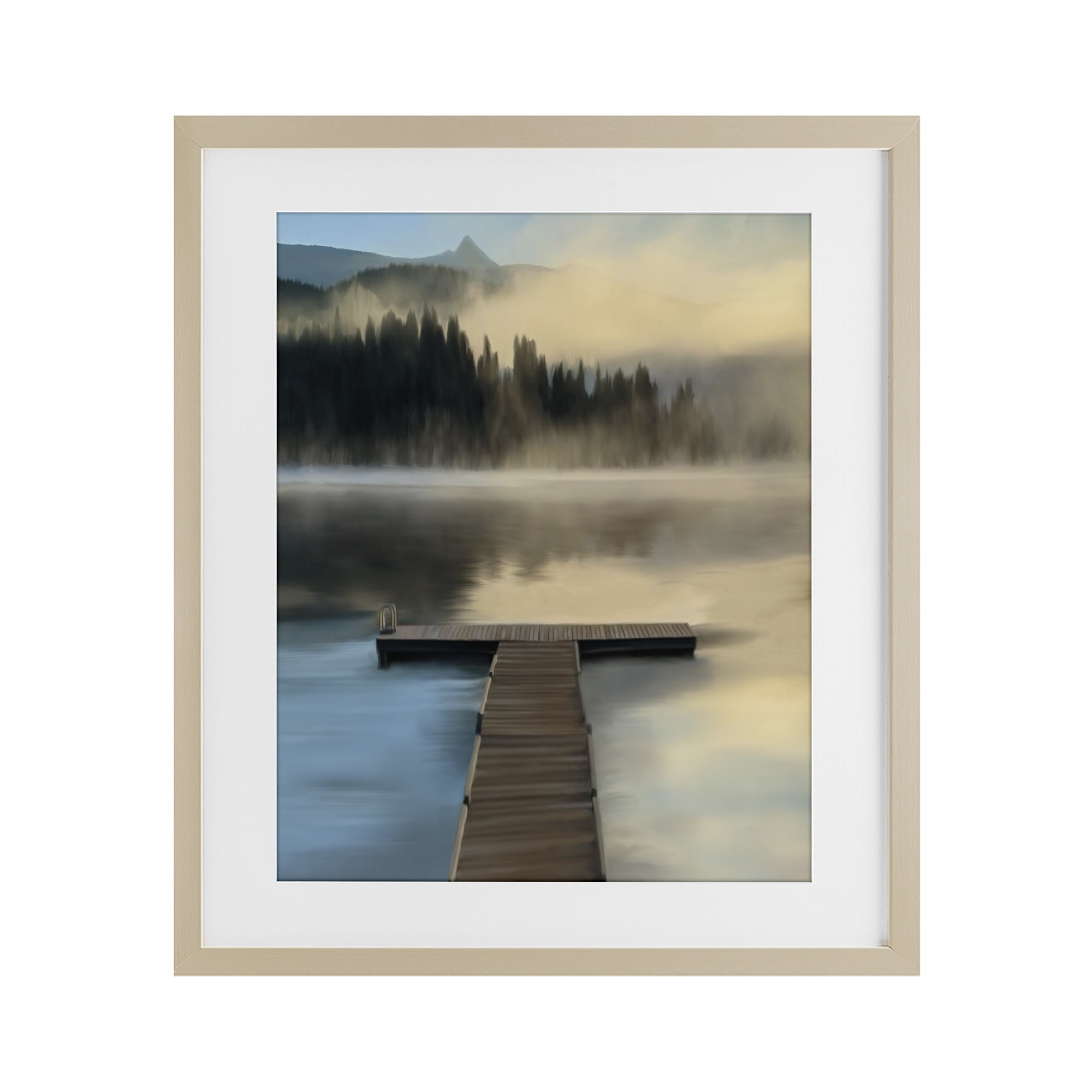 Stupell Industries Reflective Lake At Dusk Birch Framed Print Under Glass, design by Renel Peters
