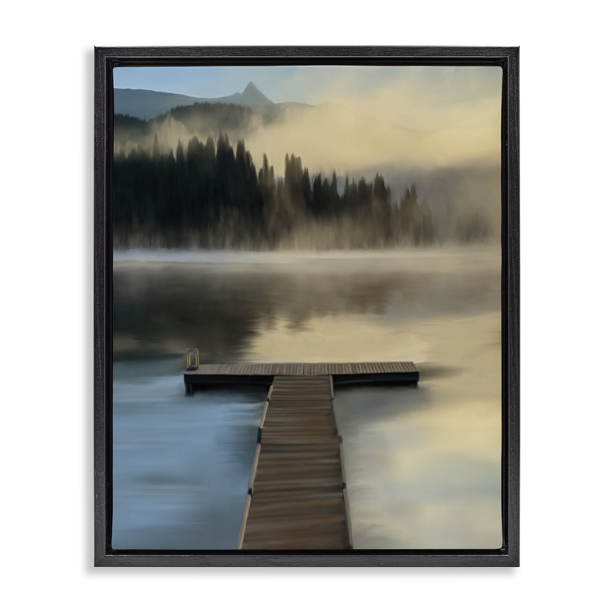 Stupell Industries Reflective Lake At Dusk Black Framed Floater Canvas Wall Art, design by Renel Peters