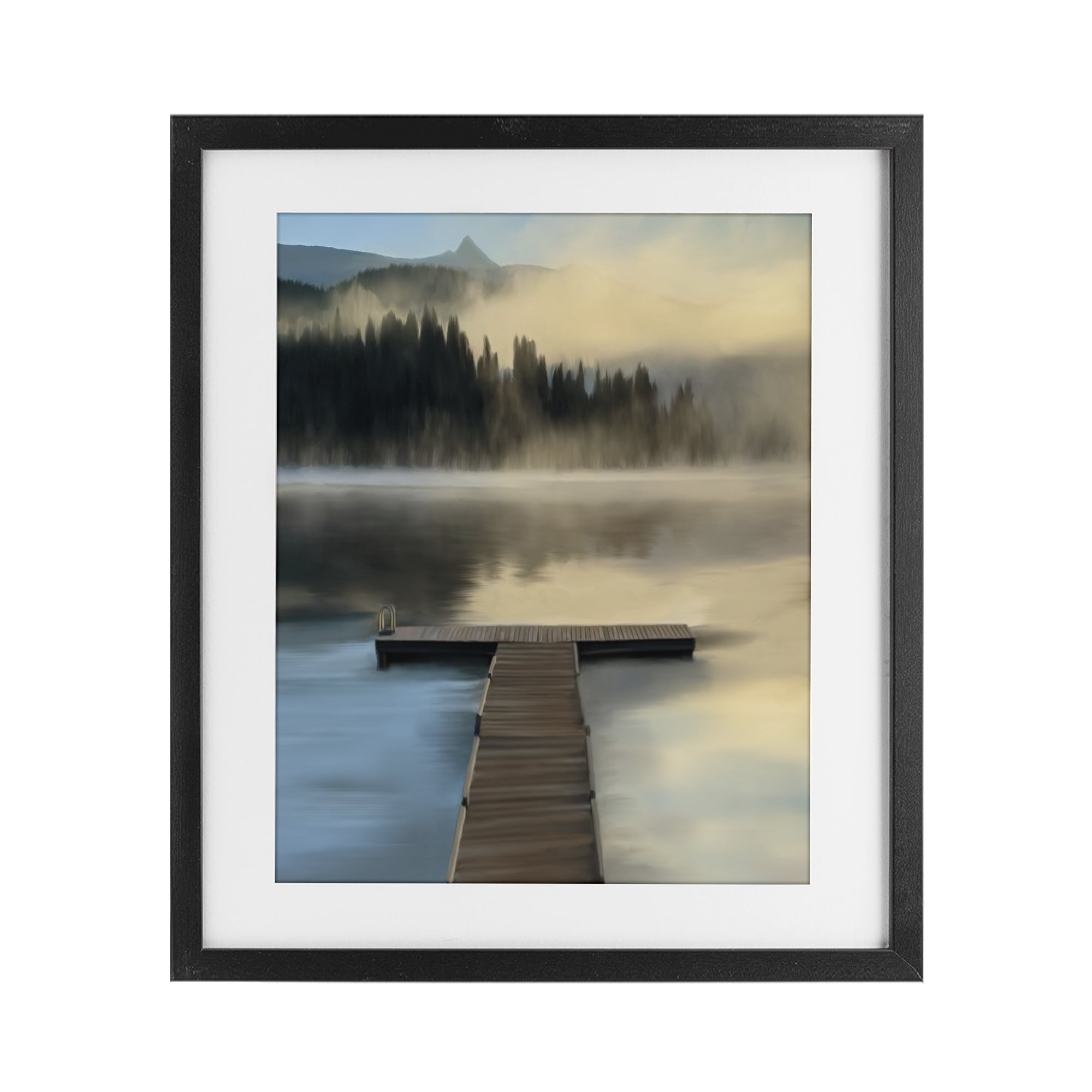 Stupell Industries Reflective Lake At Dusk Black Framed Print Under Glass, design by Renel Peters