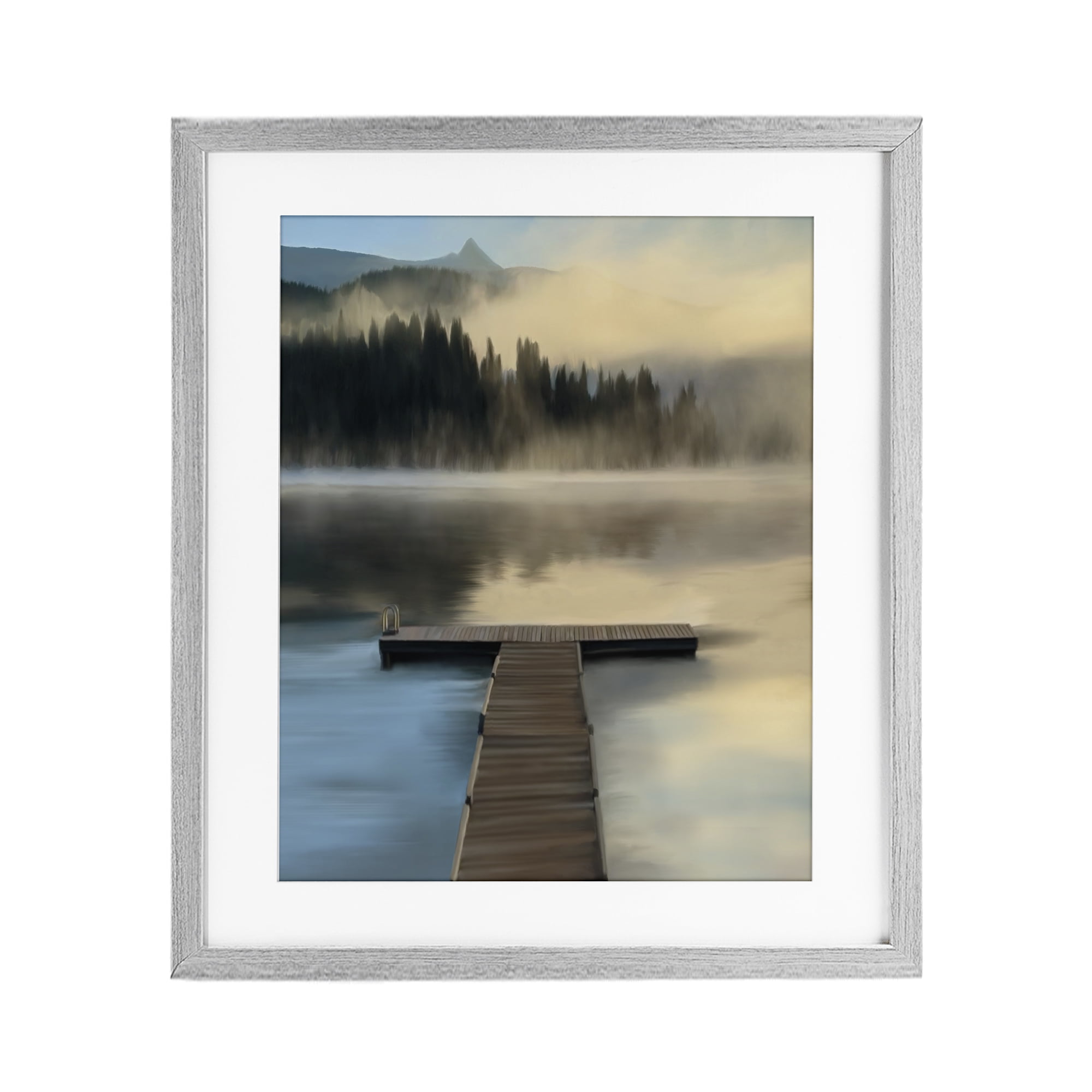 Stupell Industries Reflective Lake At Dusk Gray Framed Print Under Glass, design by Renel Peters
