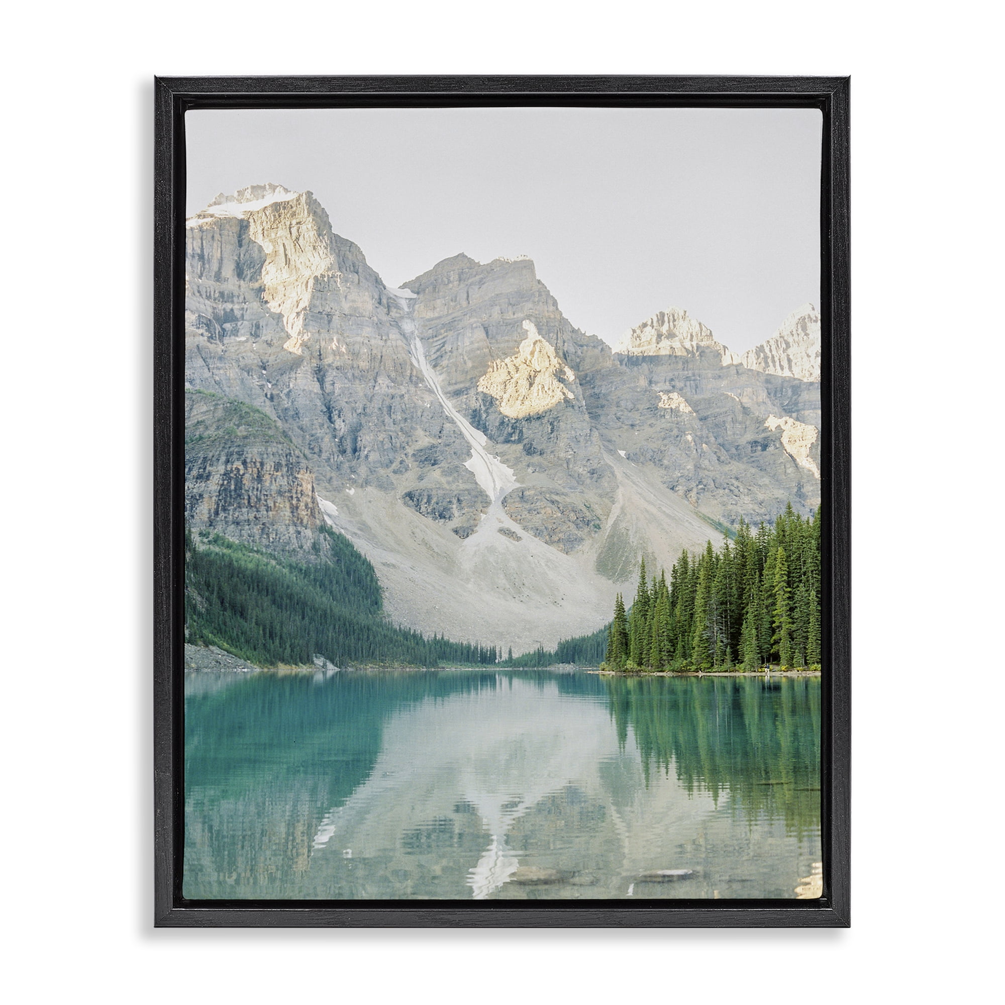 Stupell Industries Reflective Mountain Lake Landscape Photography Black Floater Framed Art Print Wall Art, 25 x 31