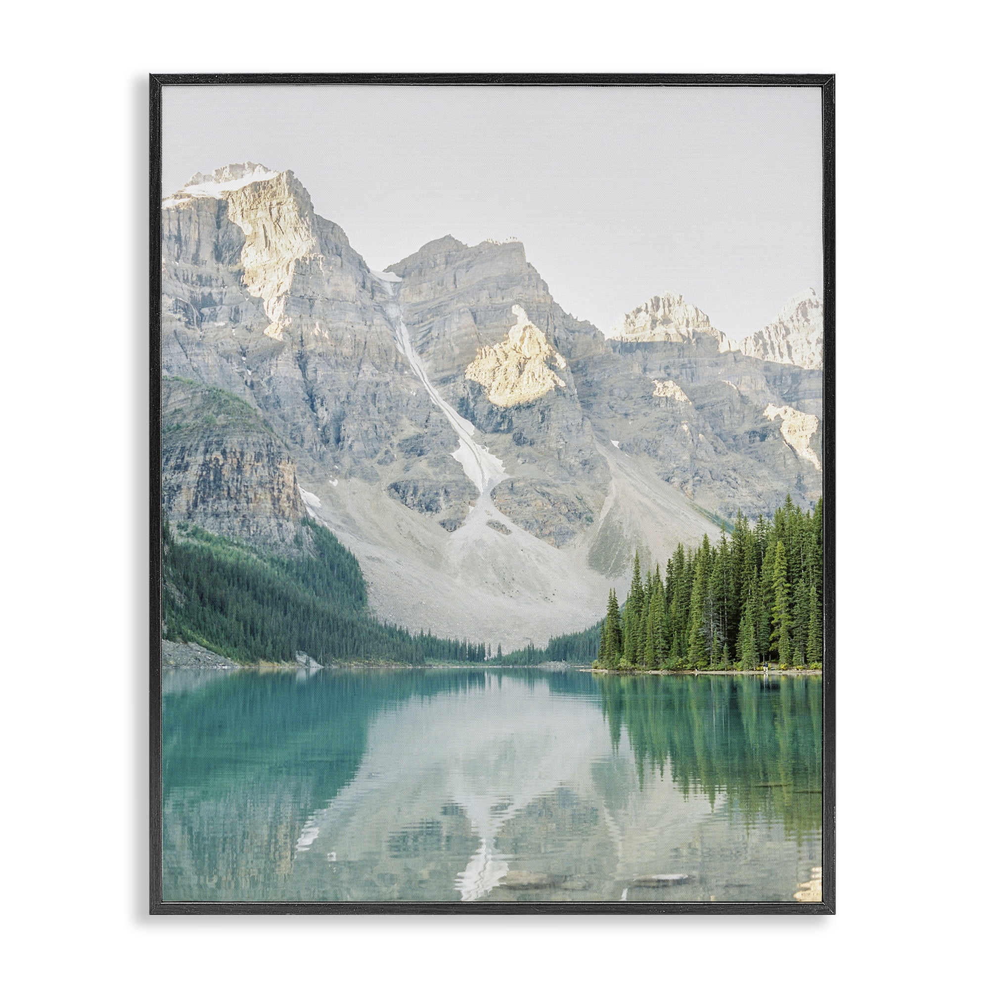 Stupell Industries Reflective Mountain Lake Landscape Photography Black Framed Art Print Wall Art, 11 x 14