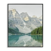 Stupell Industries Reflective Mountain Lake Landscape Photography Black Framed Art Print Wall Art, 11 x 14