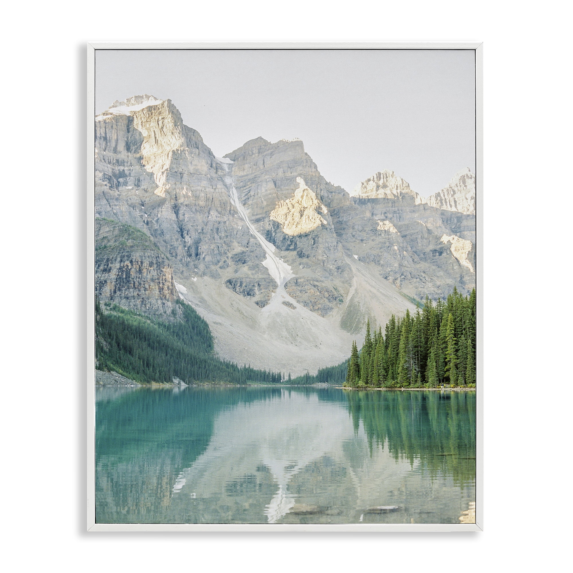 Stupell Industries Reflective Mountain Lake Landscape Photography White Framed Art Print Wall Art, 11 x 14