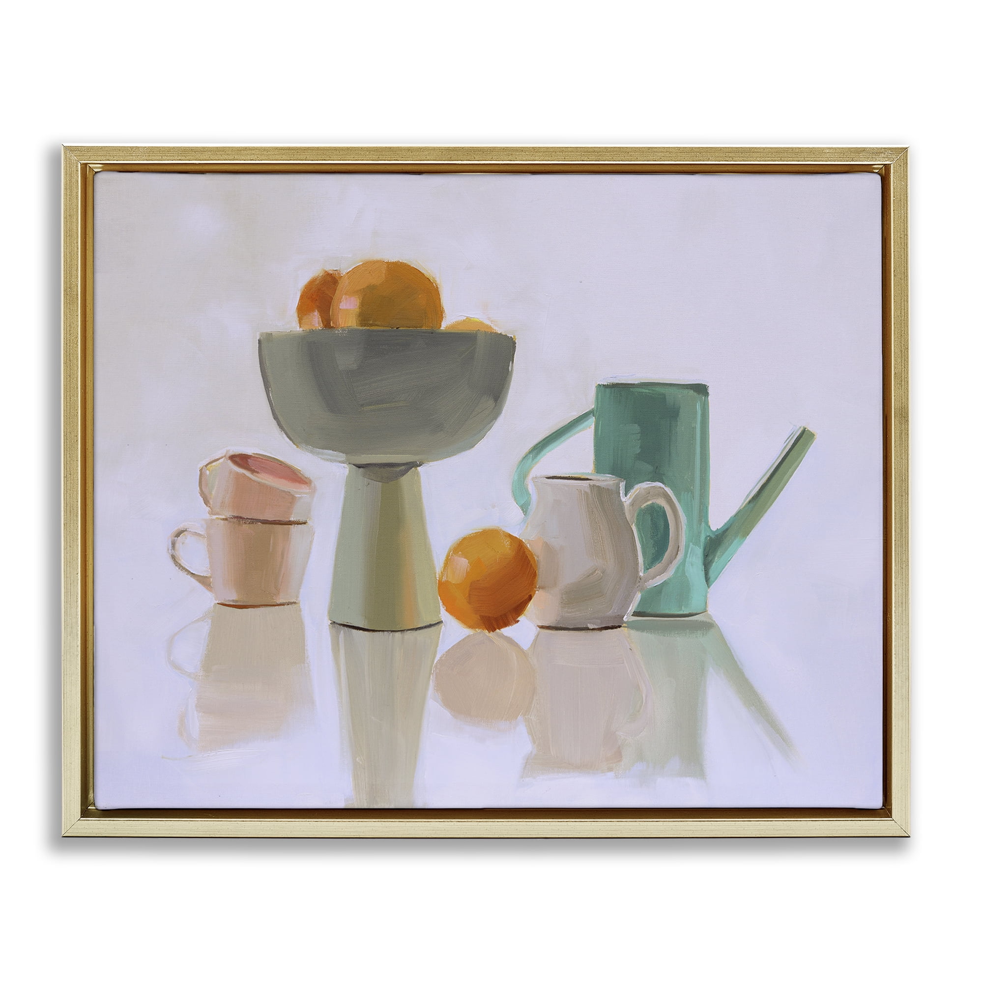 Stupell Industries Reflective Pottery Still Life Food & Beverage Painting Gold Floater Framed Canvas Art Print Wall Art, 31 x 25