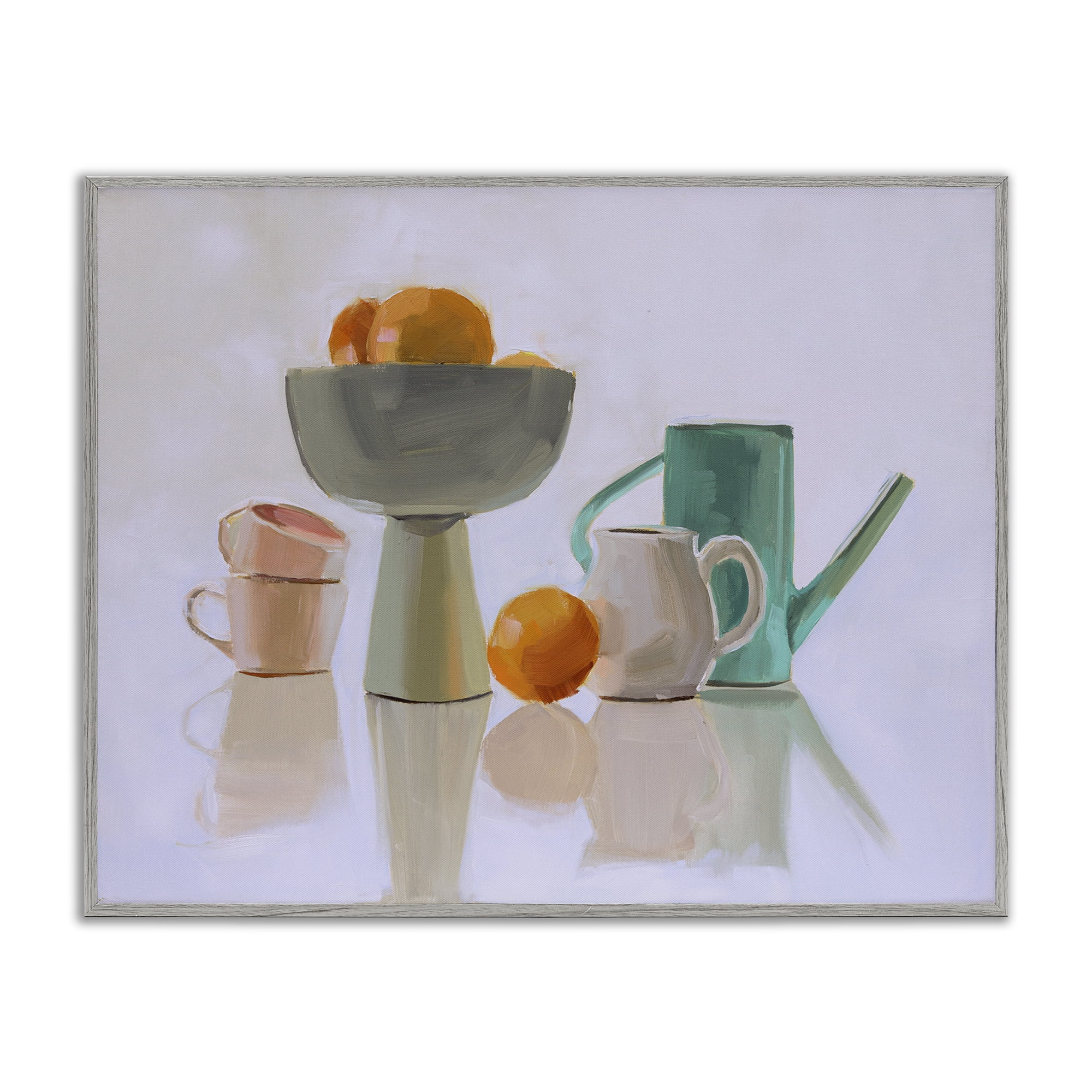 Stupell Industries Reflective Pottery Still Life Food & Beverage Painting Gray Framed Art Print Wall Art, 30 x 24