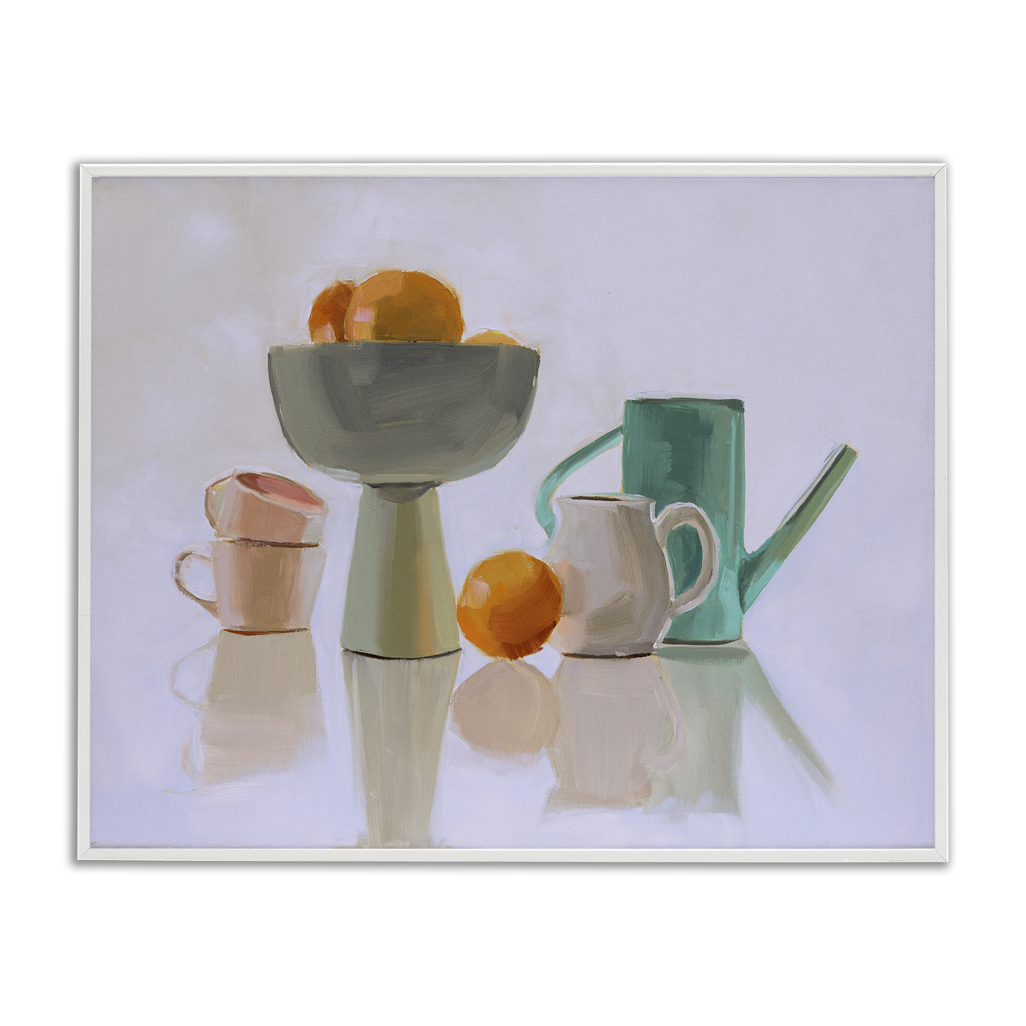 Stupell Industries Reflective Pottery Still Life Food & Beverage Painting White Framed Art Print Wall Art, 20 x 16