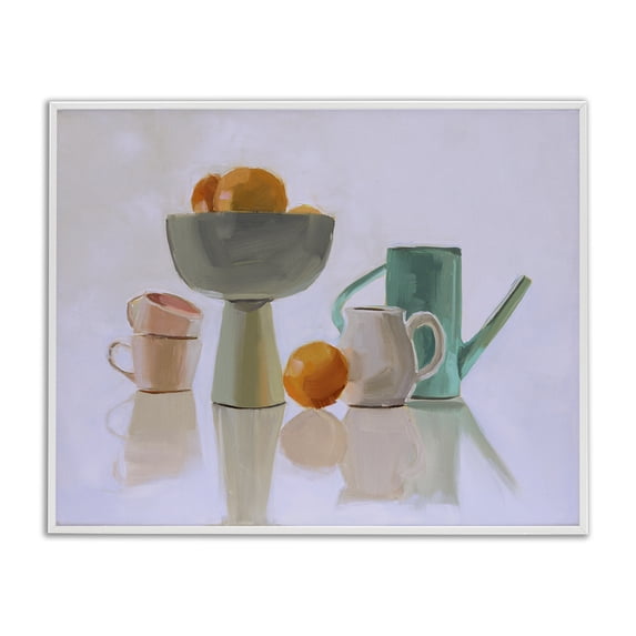 Stupell Industries Reflective Pottery Still Life Food & Beverage Painting White Framed Art Print Wall Art, 30 x 24