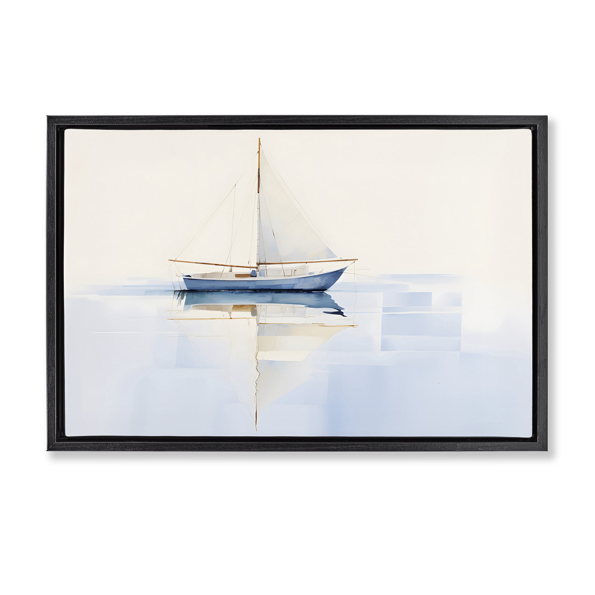 Stupell Industries Reflective Sails View Nautical & Beach Painting Black Floater Framed Canvas Art Print Wall Art, 25 x 17