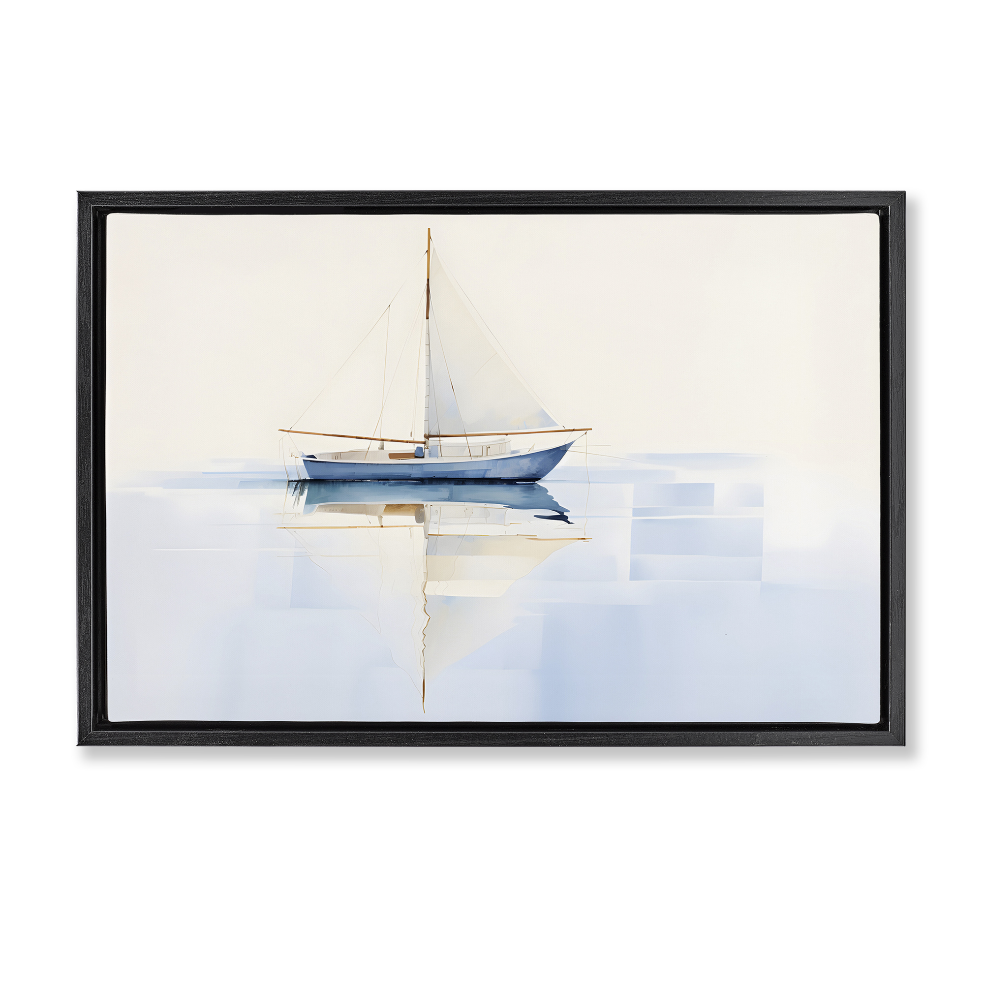Stupell Industries Reflective Sails View Nautical & Beach Painting Black Floater Framed Canvas Art Print Wall Art, 31 x 21