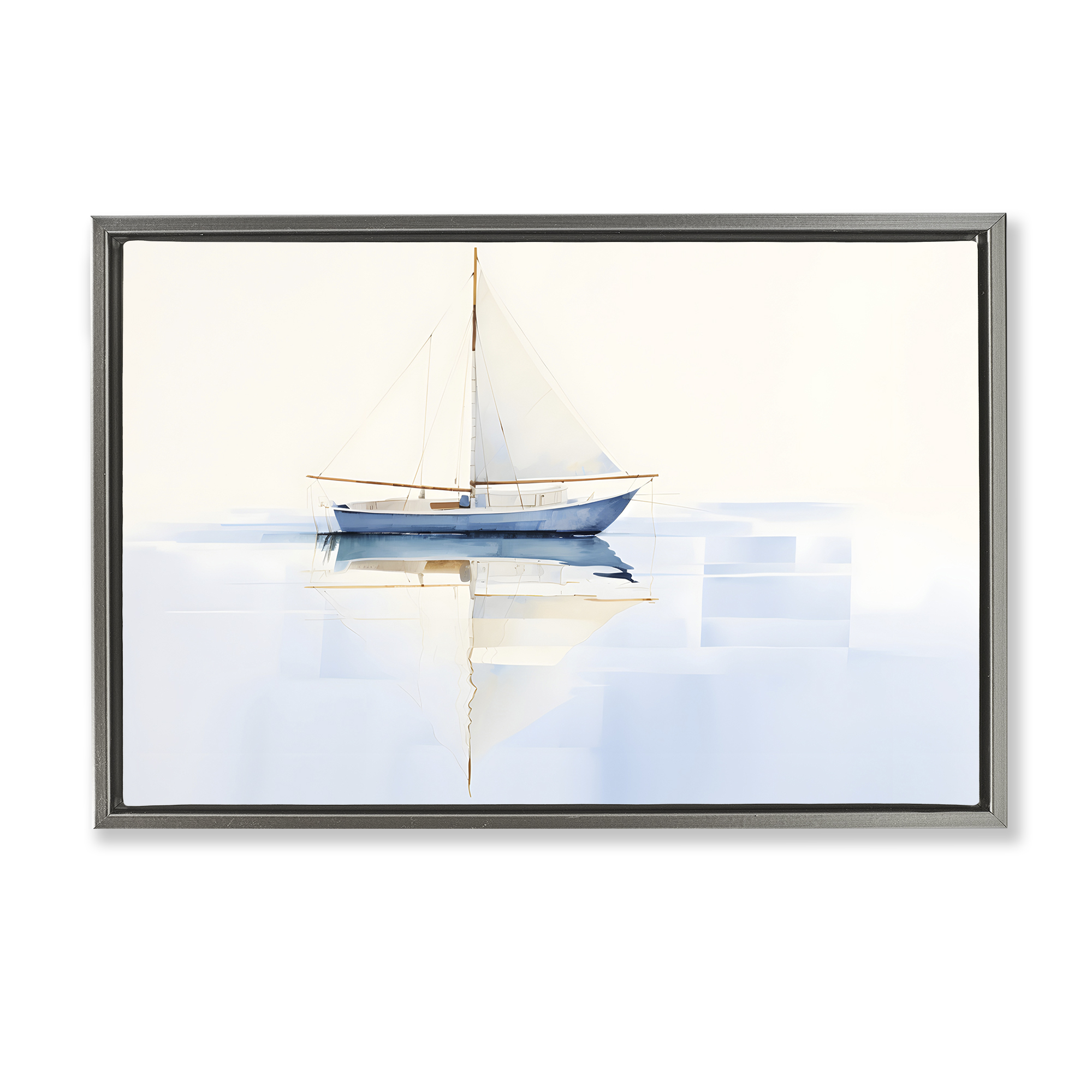 Stupell Industries Reflective Sails View Nautical & Beach Painting Gray Floater Framed Canvas Art Print Wall Art, 31 x 21