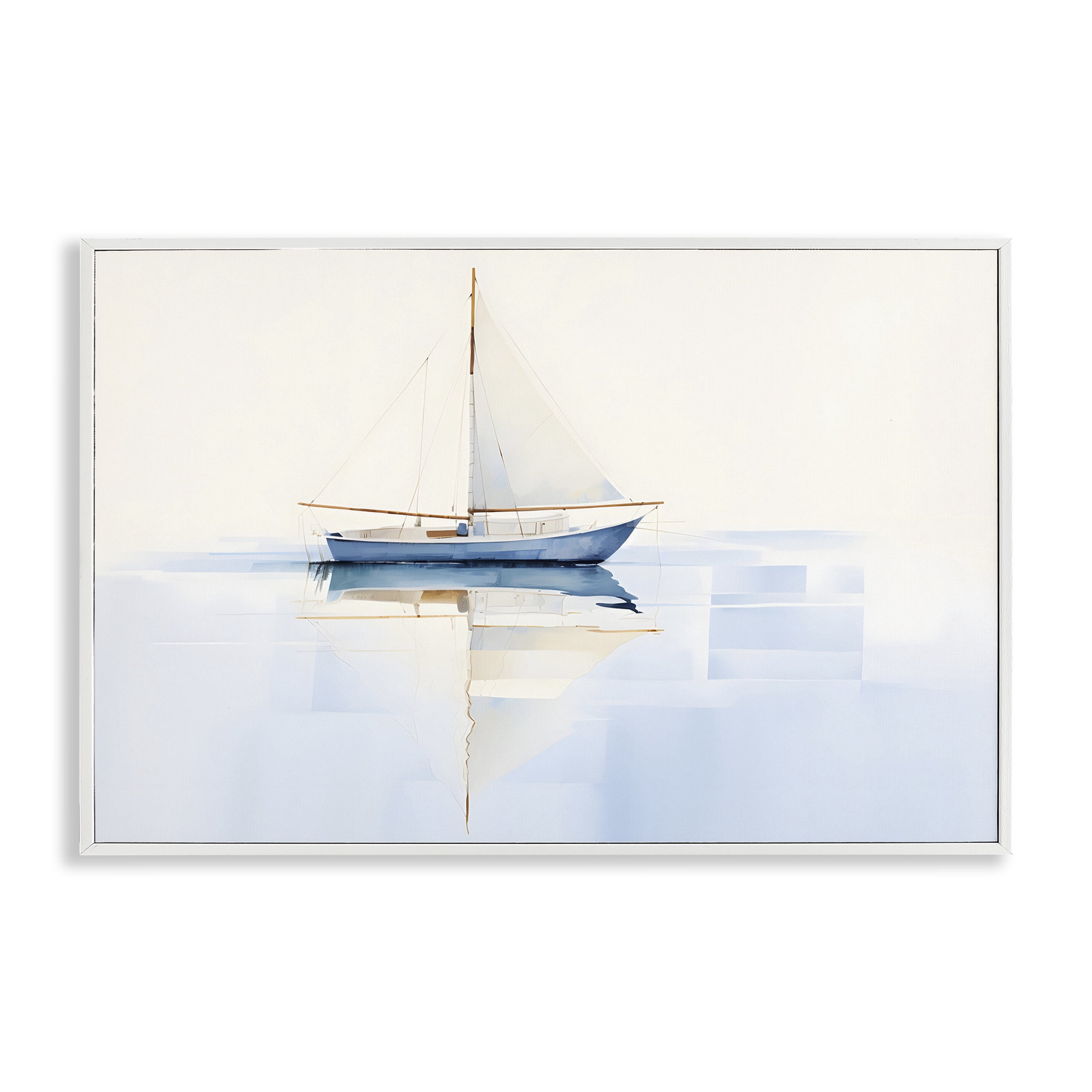 Stupell Industries Reflective Sails View Nautical & Beach Painting White Framed Art Print Wall Art, 18 x 12