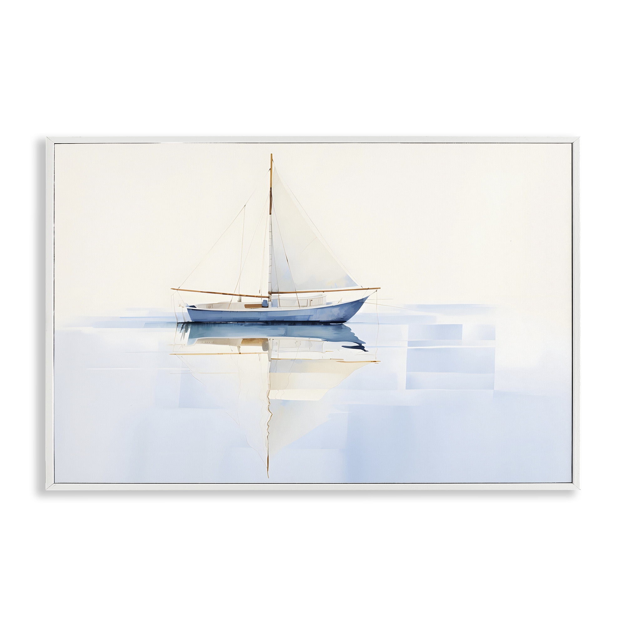 Stupell Industries Reflective Sails View Nautical & Beach Painting White Framed Art Print Wall Art, 30 x 20