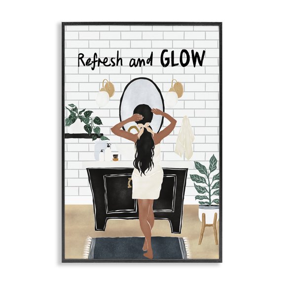 Stupell Industries Refresh And Glow Beauty Black Framed Giclee Art design by JJ Design House LLC, 18 x 12