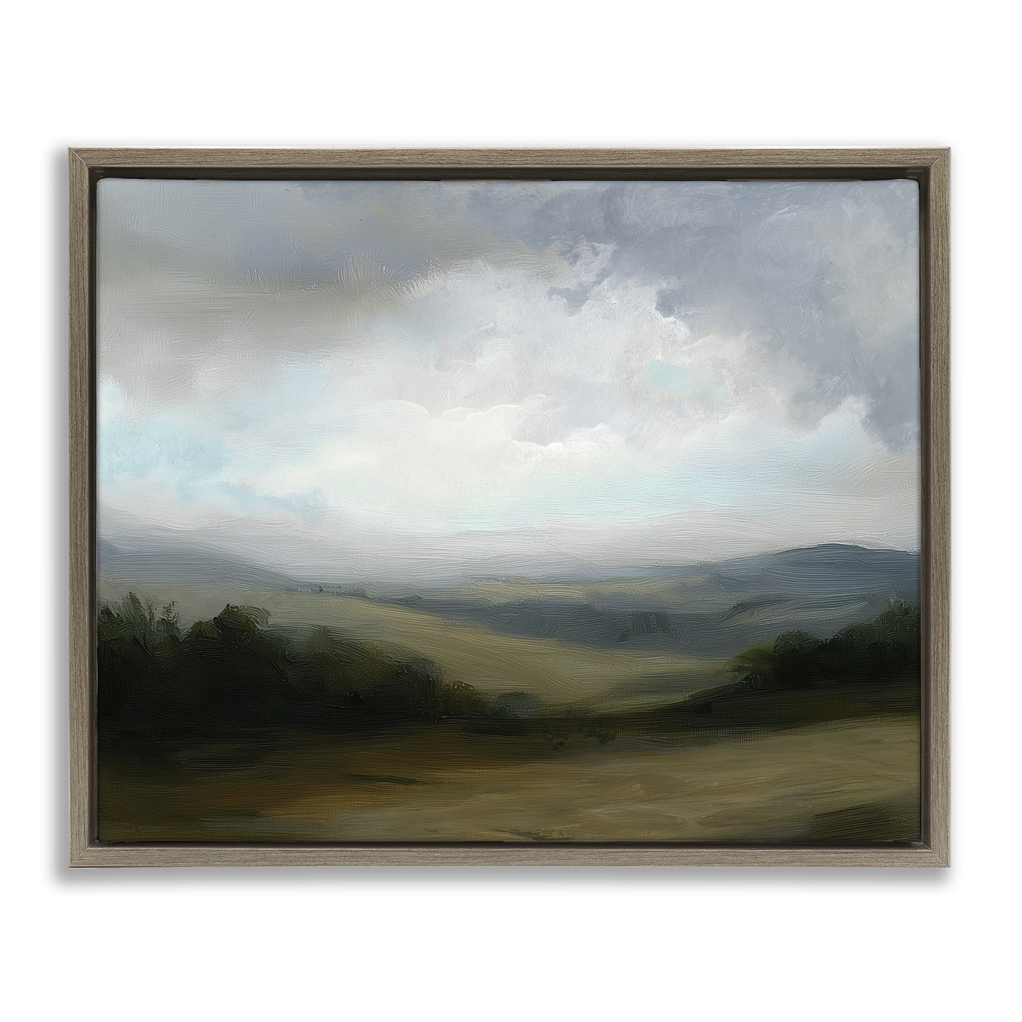 Stupell Industries Refreshed Quiet Rolling Hills Brown Framed Floater Canvas Wall Art, design by Annabelle Hall