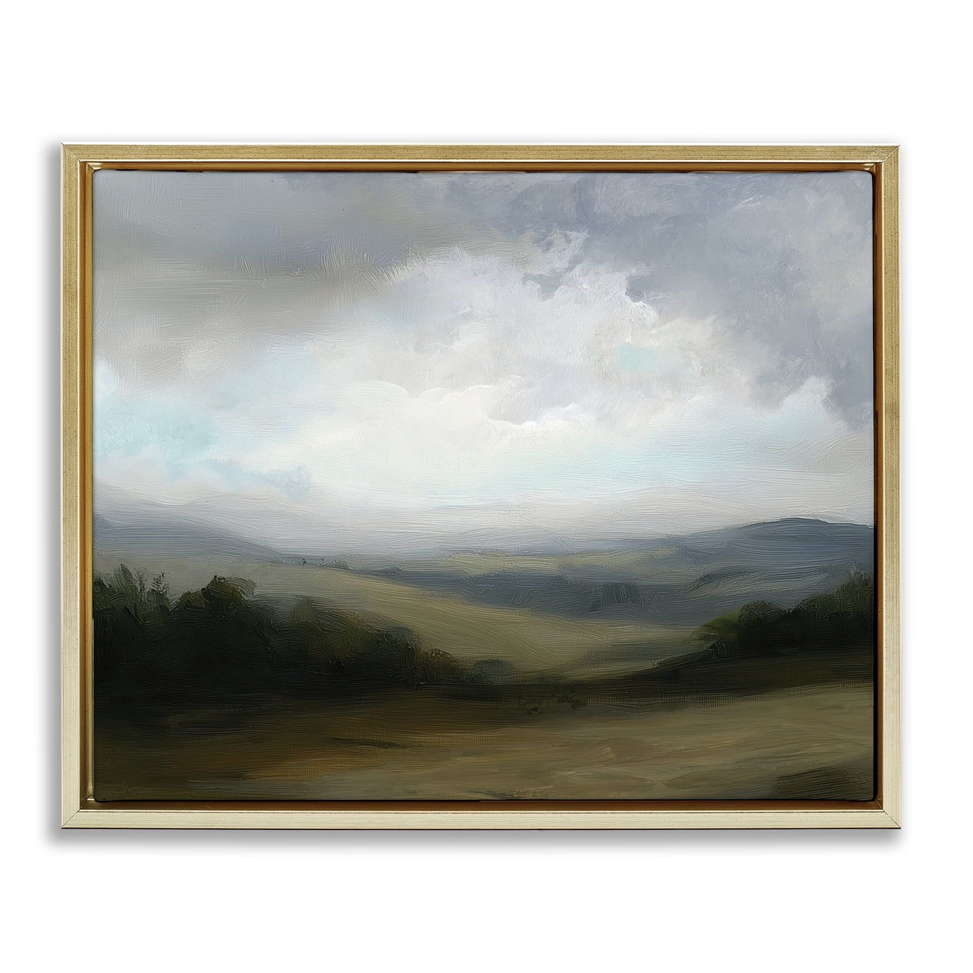 Stupell Industries Refreshed Quiet Rolling Hills Gold Framed Floater Canvas Wall Art, design by Annabelle Hall