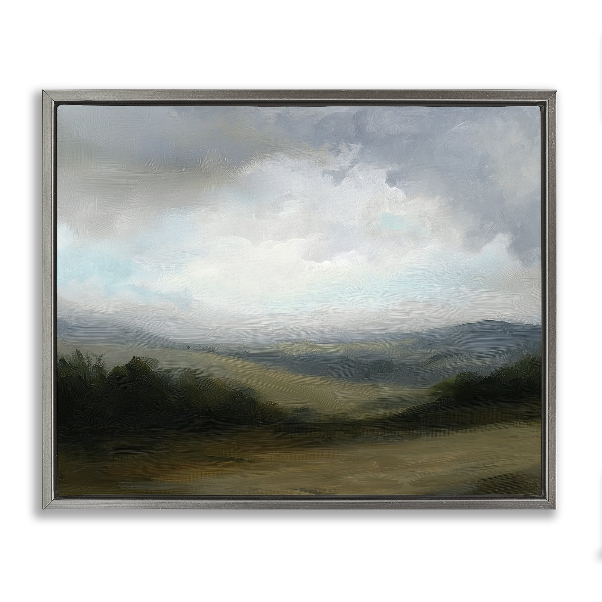 Stupell Industries Refreshed Quiet Rolling Hills Gray Framed Floater Canvas Wall Art, design by Annabelle Hall