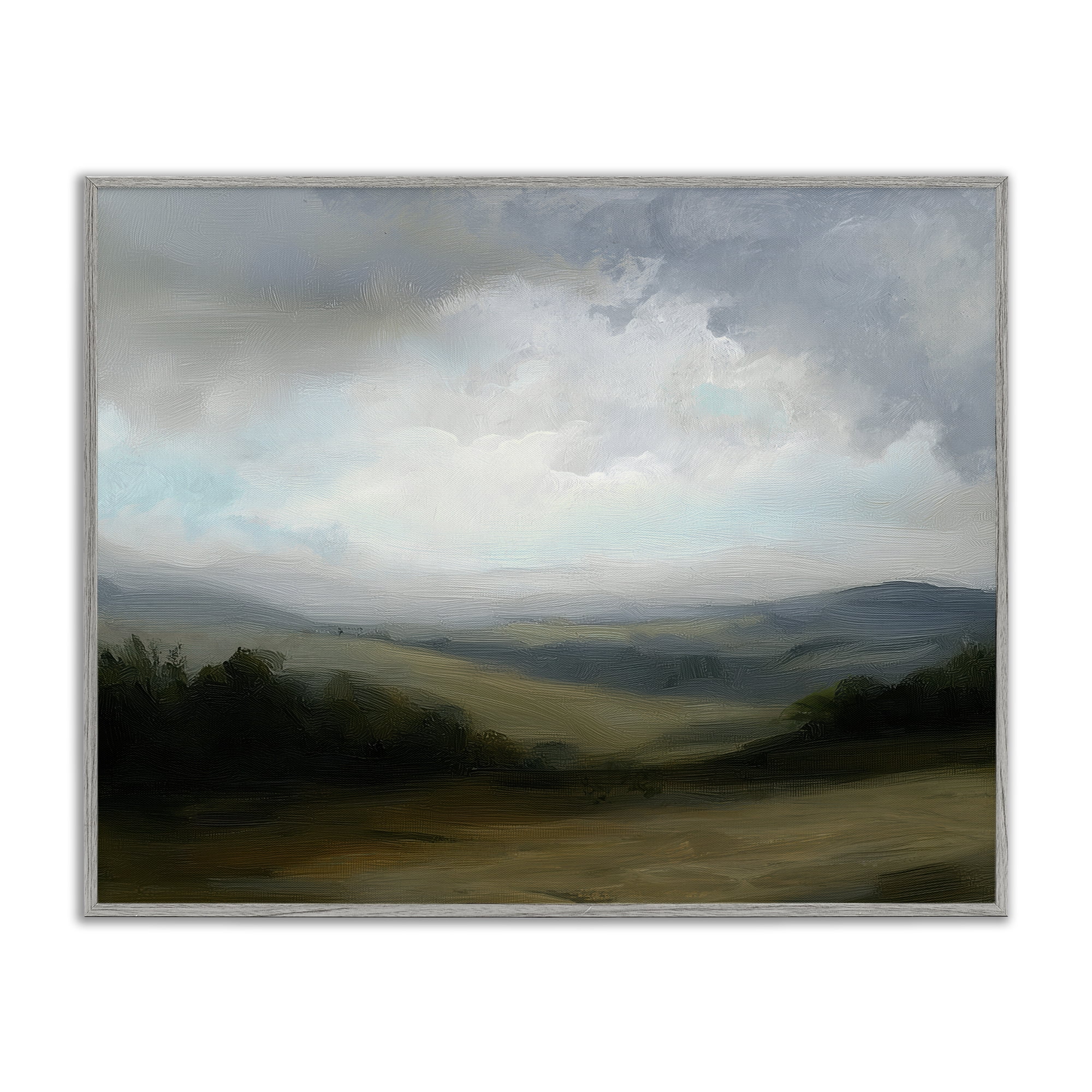 Stupell Industries Refreshed Quiet Rolling Hills Gray Framed Giclee Art, design by Annabelle Hall